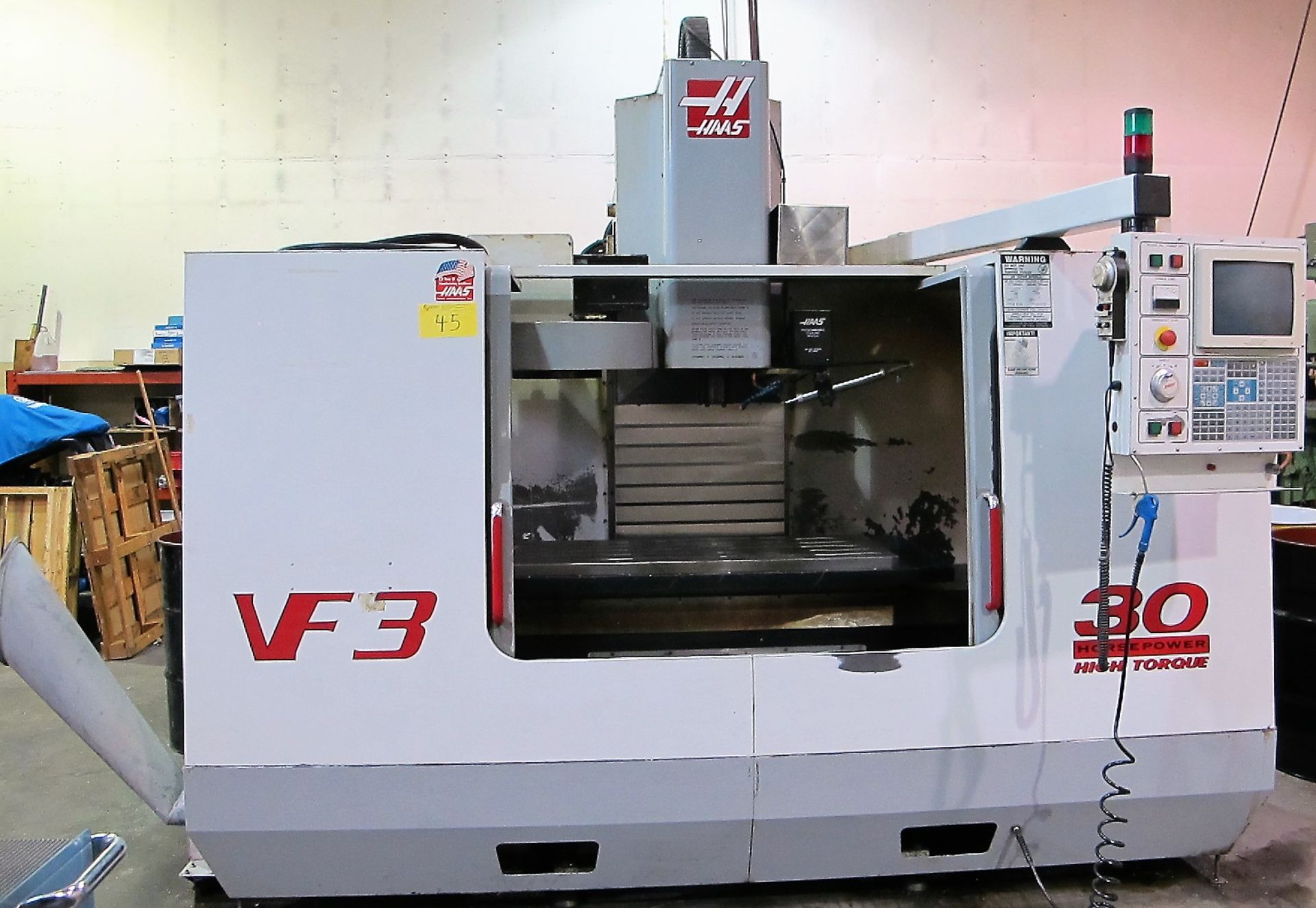 HAAS VF3 CNC VERTICAL MACHINING CENTER, 30 HP, HIGH TORQUE, 40 TAPER, 18" X 48" TABLE, (20) ATC,