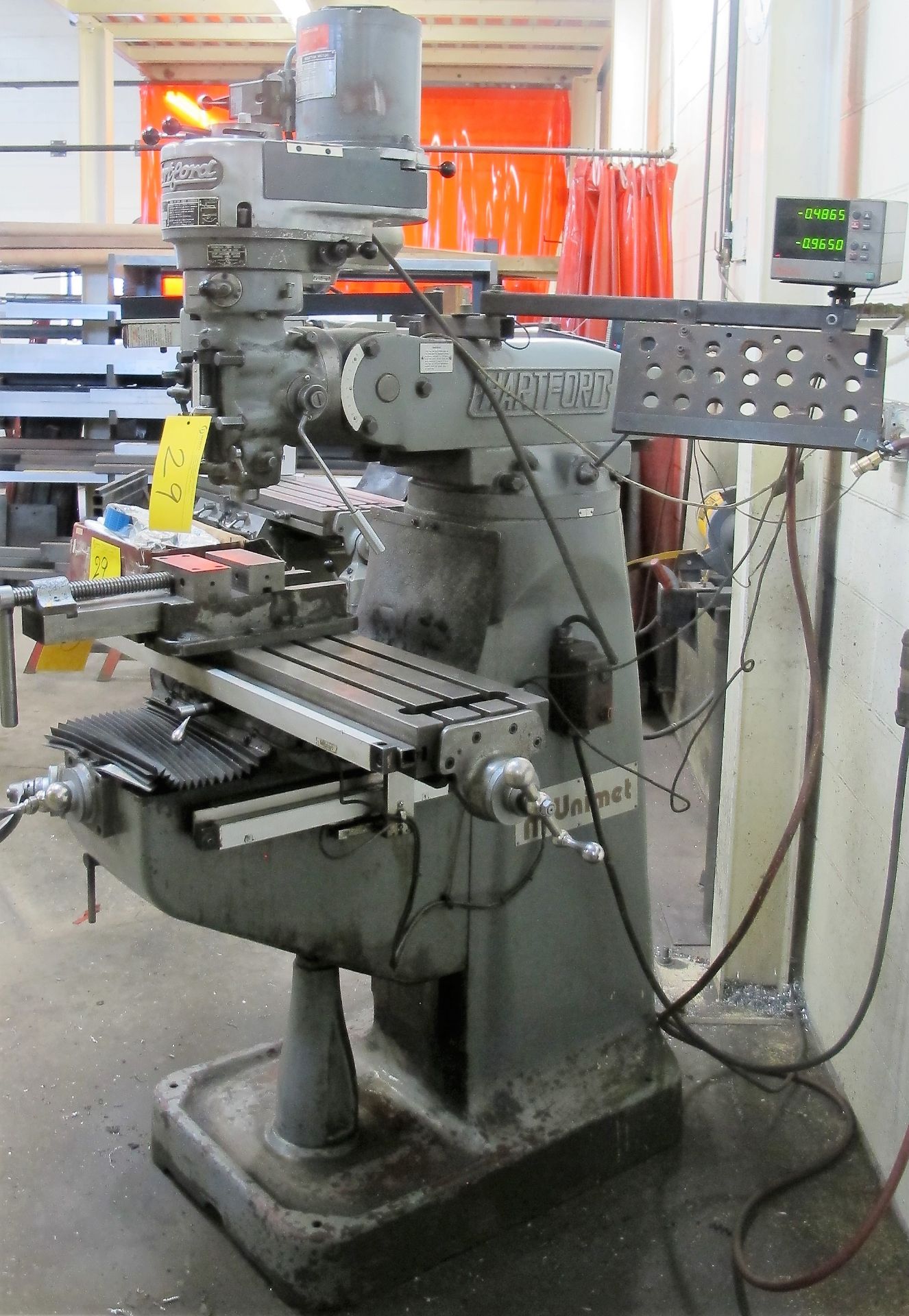 HARTFORD 2S VERTICAL MILLING MACHINE, S/N 801482, MITUTOYO 2-AXIS DRO, 2,720 RPM, 2HP, 9" X 42" - Image 2 of 7