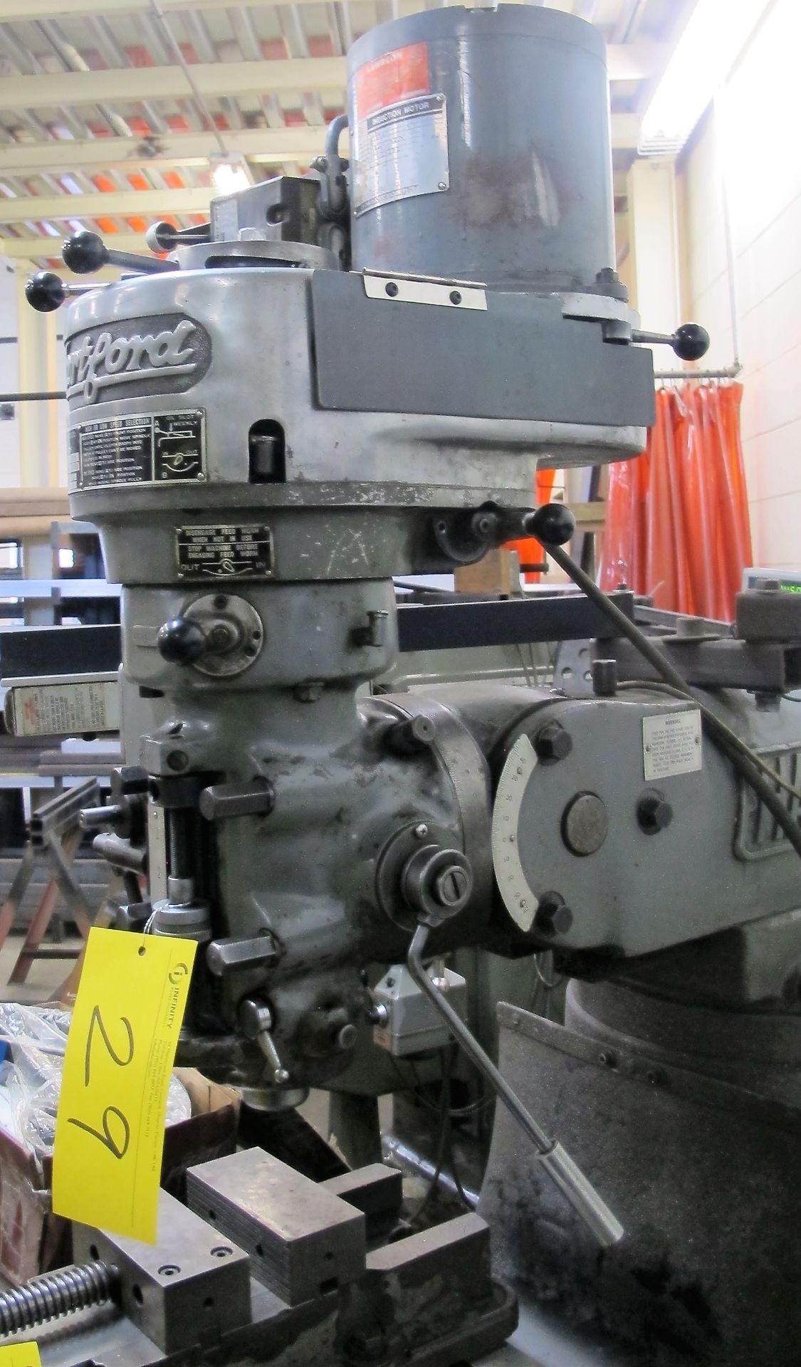 HARTFORD 2S VERTICAL MILLING MACHINE, S/N 801482, MITUTOYO 2-AXIS DRO, 2,720 RPM, 2HP, 9" X 42" - Image 4 of 7