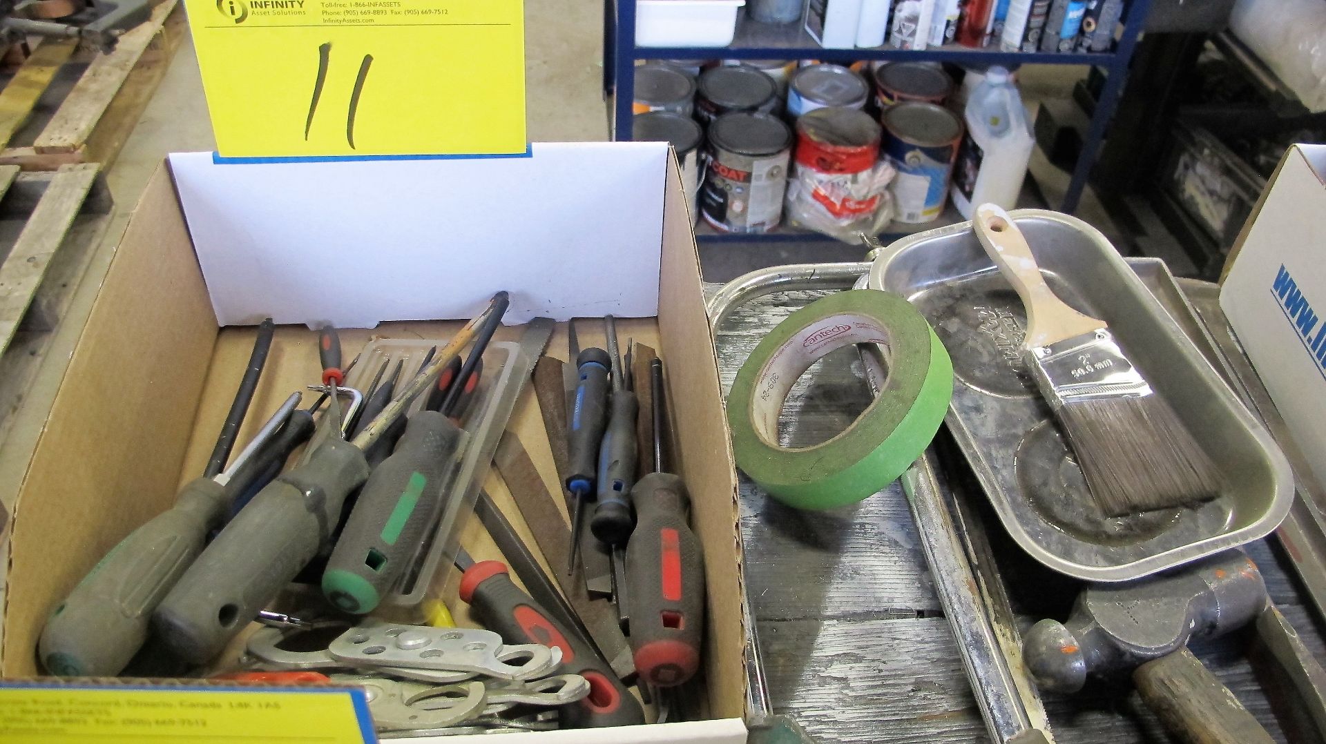 LOT ASST. PULLEYS, TAPE, HAMMERS, PUNCH SETS, ALLEN KEYS, WRENCHES, SCREWDRIVERS, HAND TOOLS, HARD - Image 4 of 6