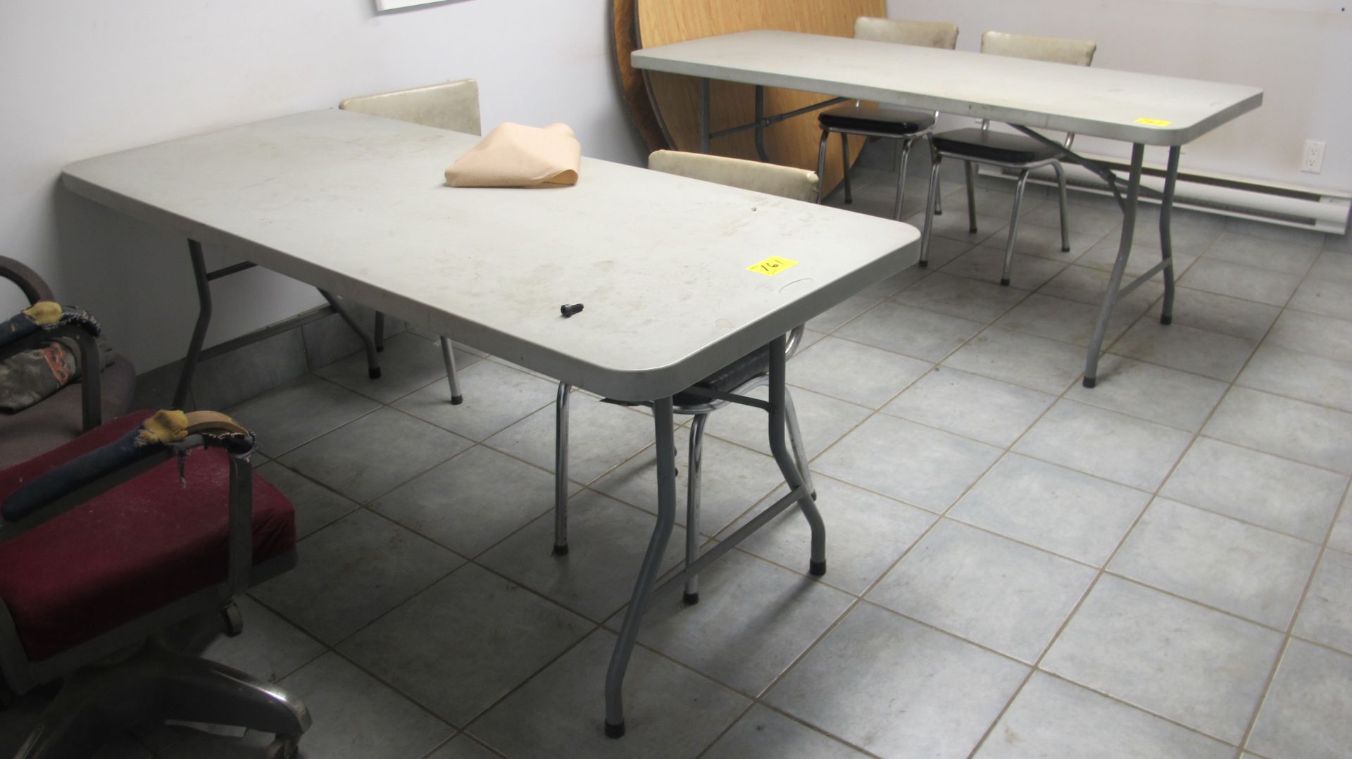 CONTENTS OF LUNCH ROOM INCLUDING (16) DOORS OF LOCKERS, (2) ROUND FOLDING TABLES, (2) PLASTIC