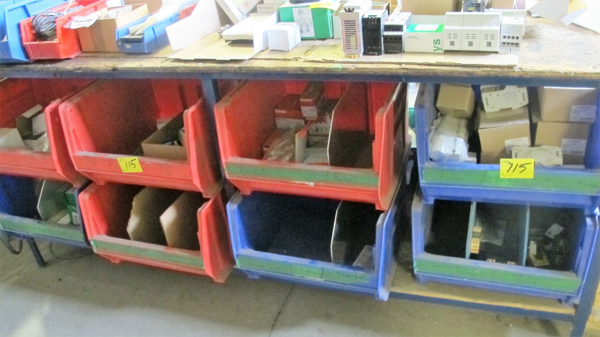 METAL WORKBENCH W/ CONTENTS INCLUDING ASST. ALLEN-BRADLEY/MURR/KEYENCE RELAYS, CONTACTORS, POWER - Image 3 of 3