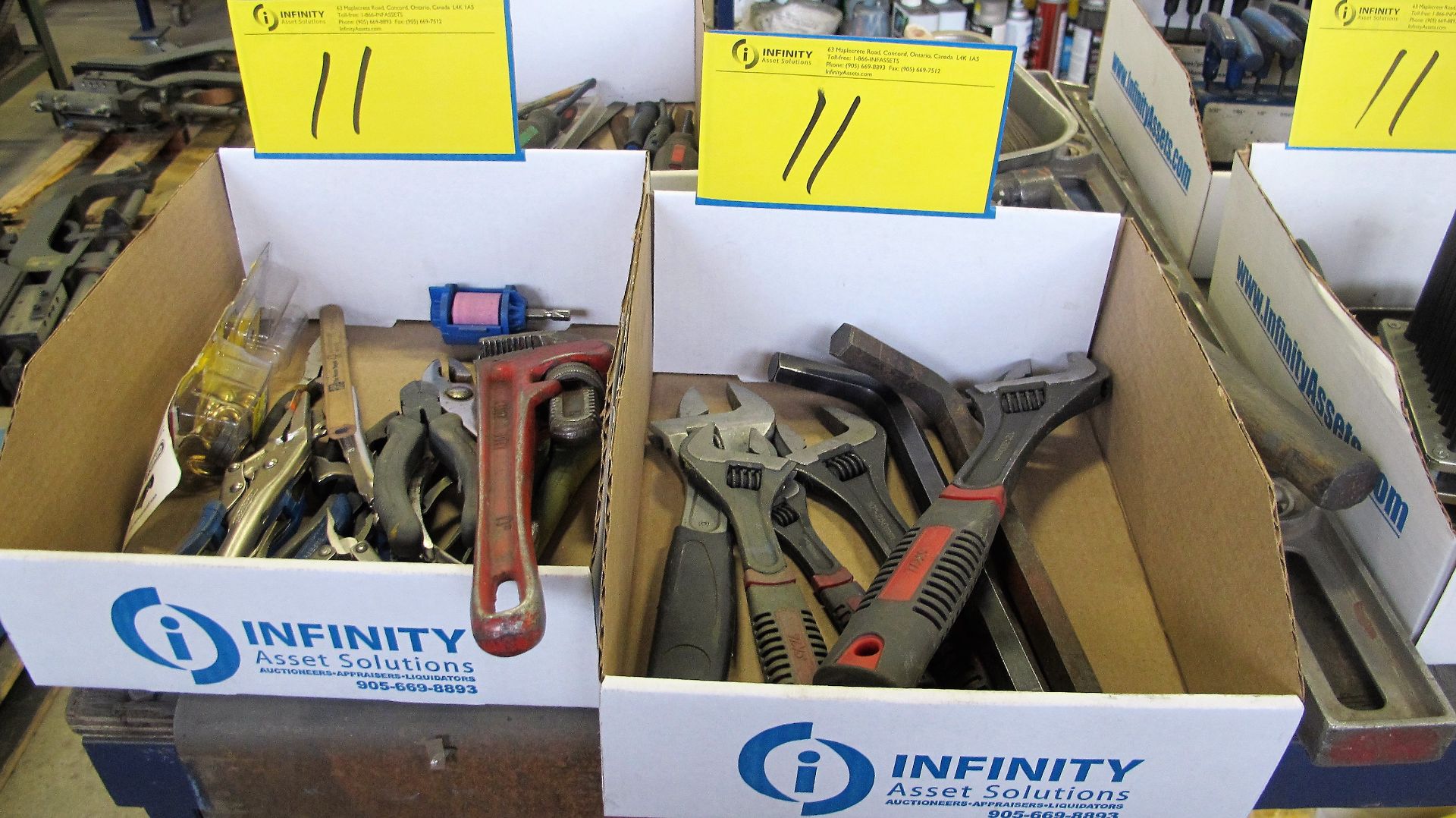 LOT ASST. PULLEYS, TAPE, HAMMERS, PUNCH SETS, ALLEN KEYS, WRENCHES, SCREWDRIVERS, HAND TOOLS, HARD - Image 3 of 6