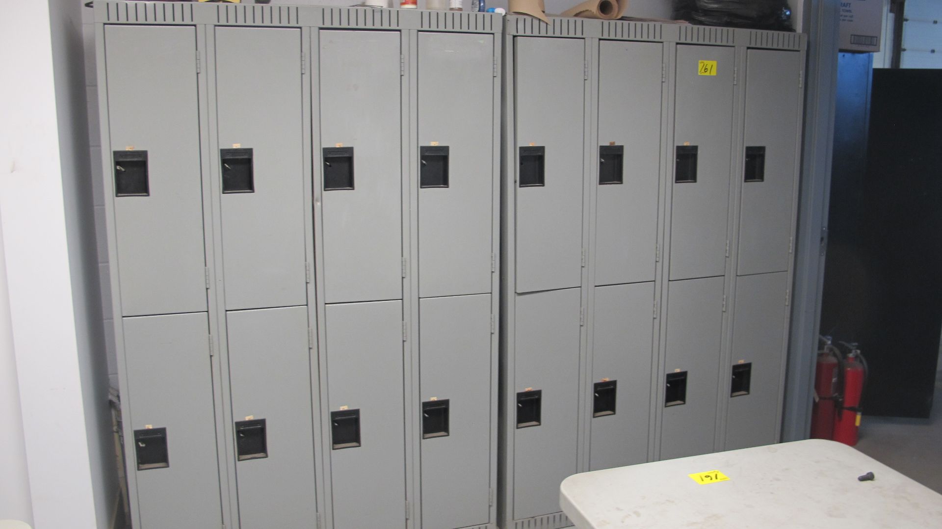 CONTENTS OF LUNCH ROOM INCLUDING (16) DOORS OF LOCKERS, (2) ROUND FOLDING TABLES, (2) PLASTIC - Image 3 of 3