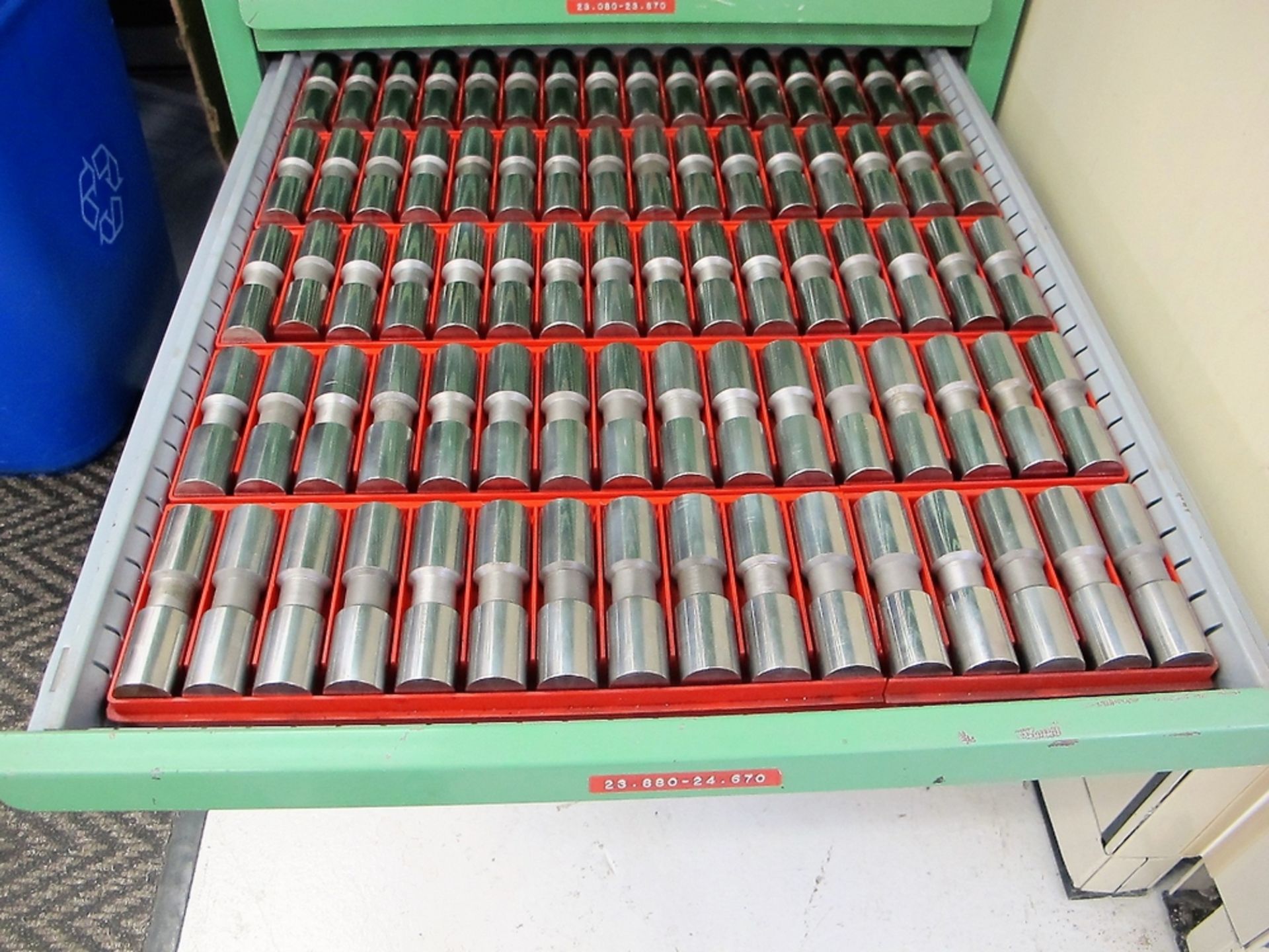 DELTRONIC PIN GAUGE SET, .200 TO 25.4 (METRIC/IMPERIAL) W/2 - 12 DRAWER STORAGE CABINET - Image 20 of 21