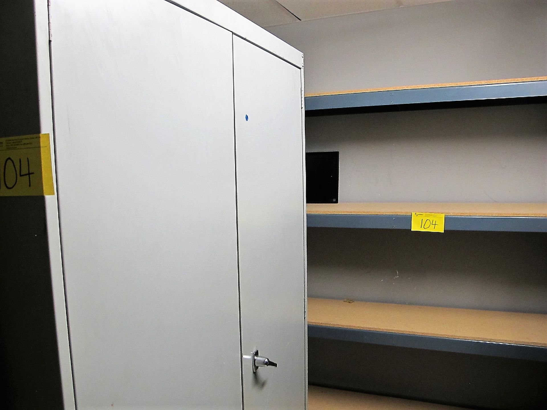 LOT (3) SHELVING UNITS AND 2-DOOR METAL CABINET (CONTENTS OF ROOM) - Image 2 of 2