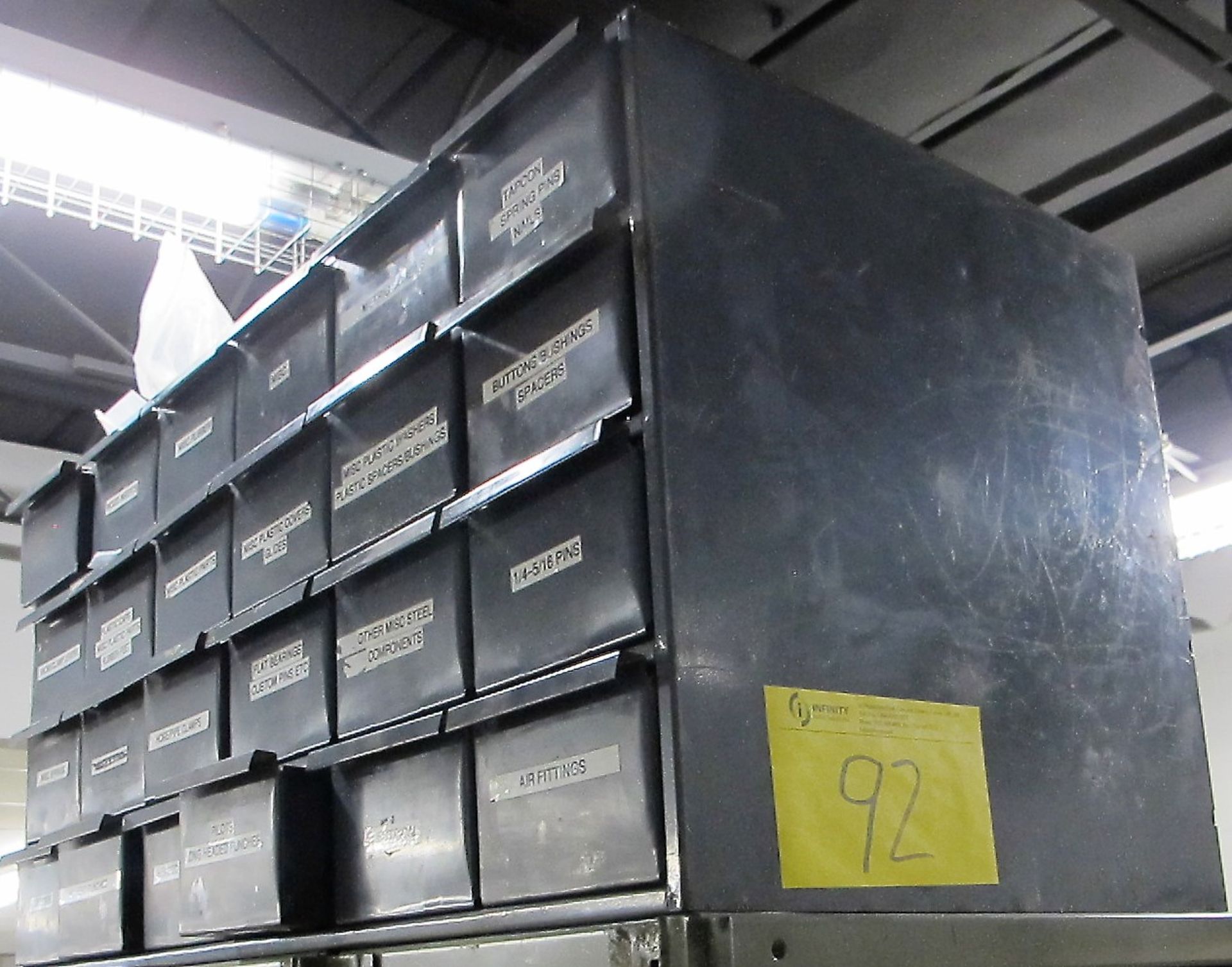 24 SLOT PIGEON HOLE PARTS CABINET W/CONTENTS