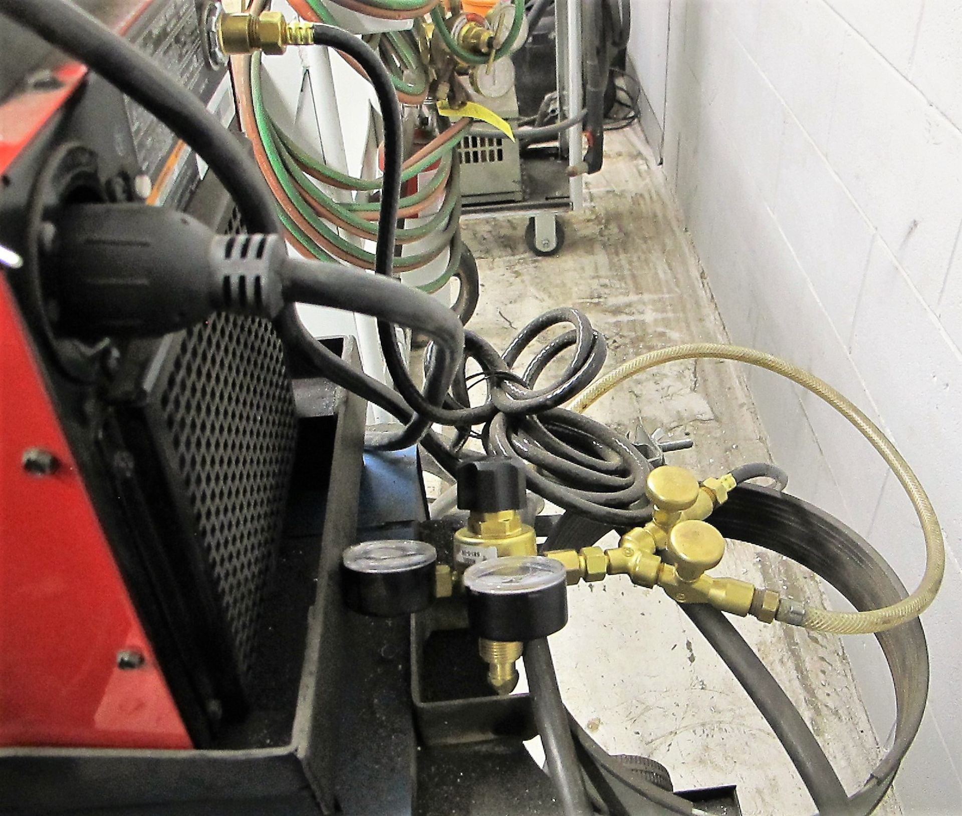 LINCOLN ELECTRIC TIG 200 SQUARE WAVE WELDER W/FOOT PEDAL, CABLES, GUN, REGULATORS, S/N M3L7020352 - Image 3 of 3