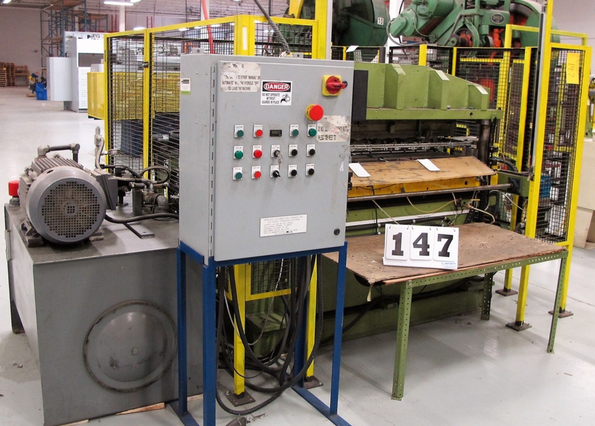 APPLIED AUTOMATION CANADA 4 POST 40 TON HYDRAULIC DIE TRANSFER SYSTEM INCLUDES LIGHT CURTAIN,