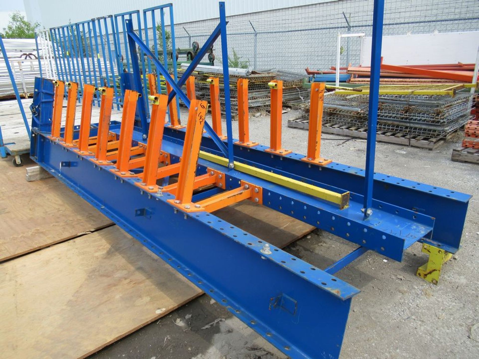 BLUE & ORANGE 9'W X 14'H 2-SECTION 7-TIER CANTILEVER RACK (IN YARD)