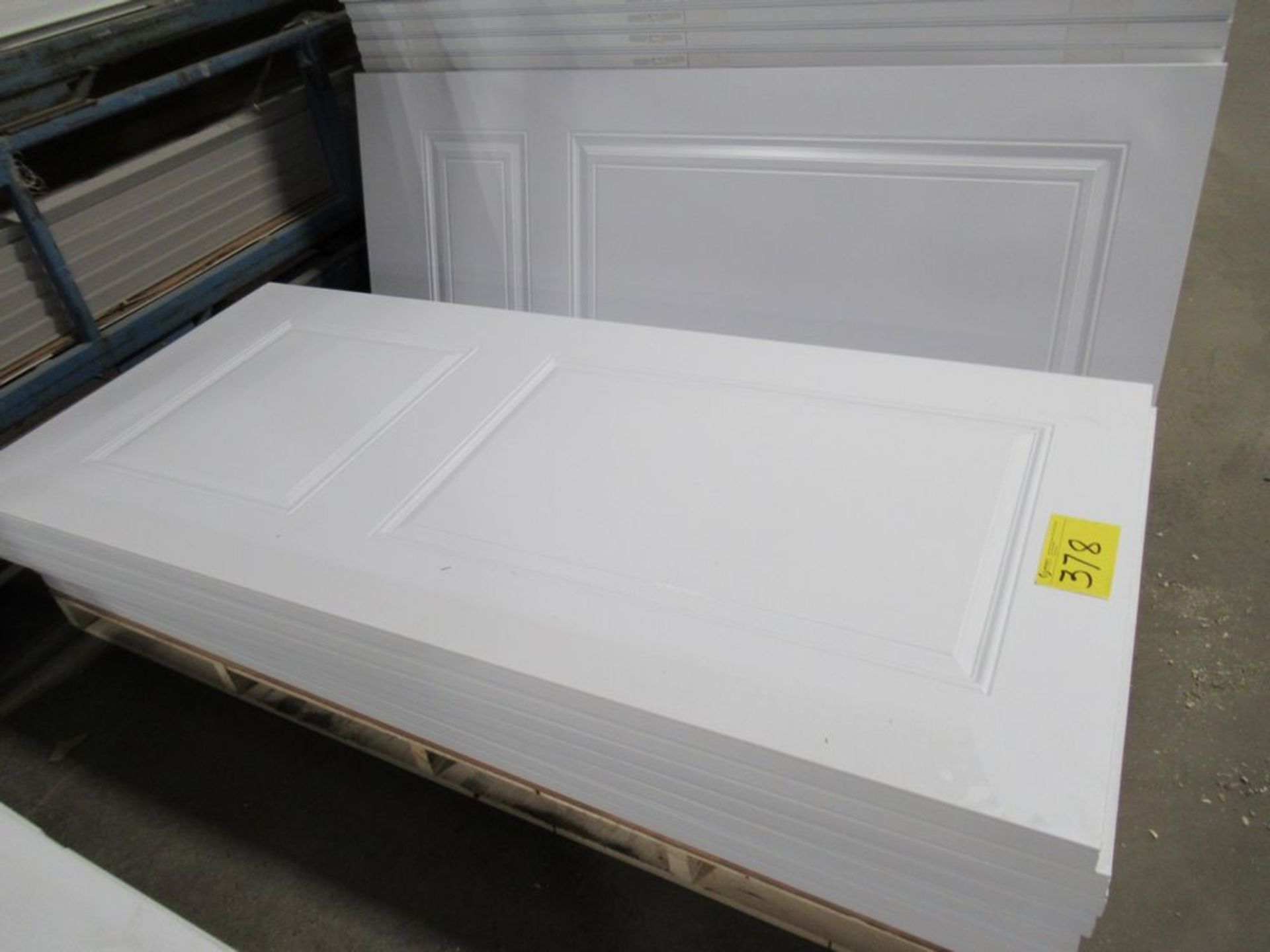 8PCS ASST. 7-36" X 79" APPROX, 1-34" X 79" APPROX, WHITE 2 PANEL ENTRY DOORS, 1 SKIDS