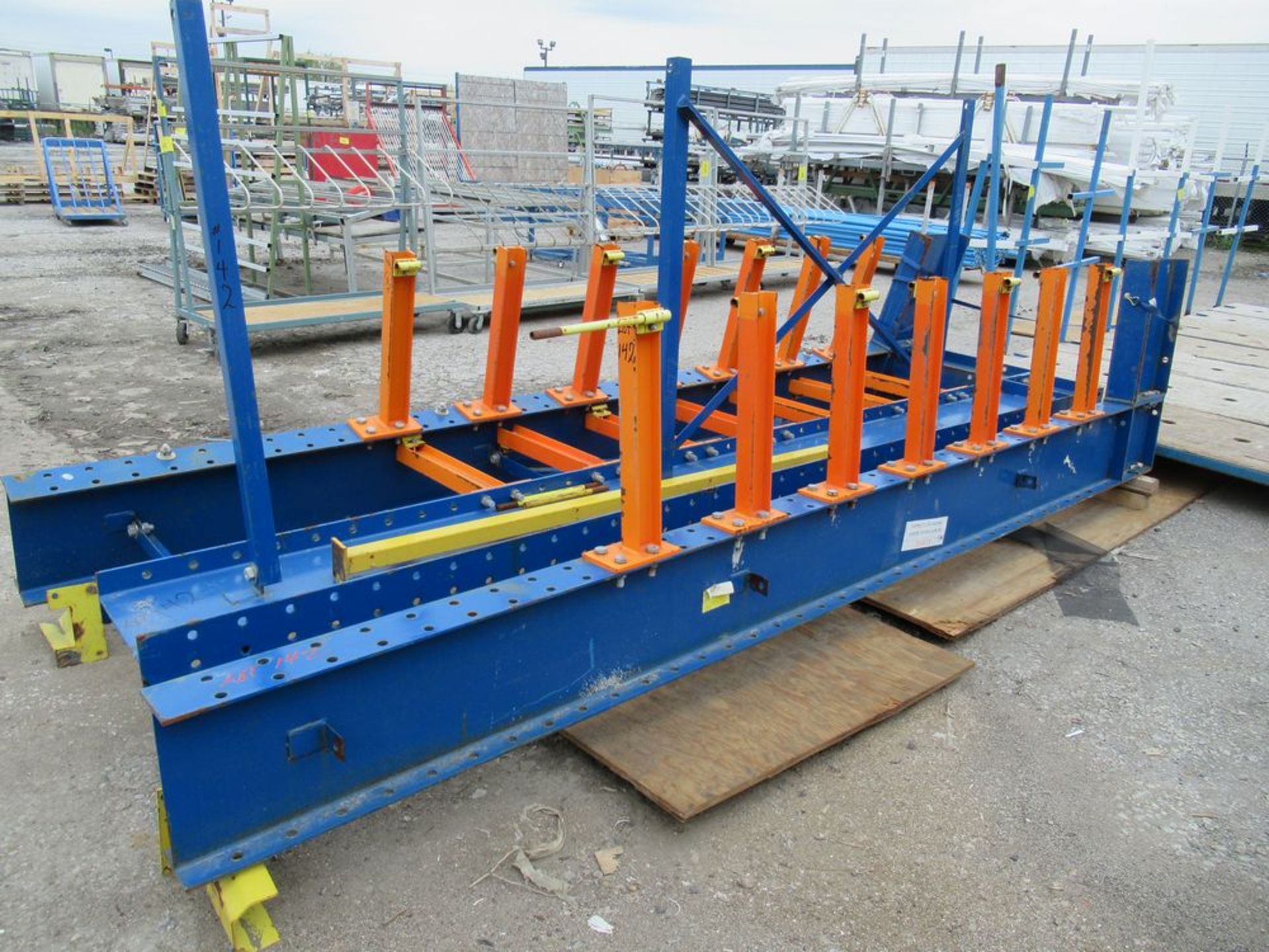 BLUE & ORANGE 9'W X 14'H 2-SECTION 7-TIER CANTILEVER RACK (IN YARD) - Image 4 of 4