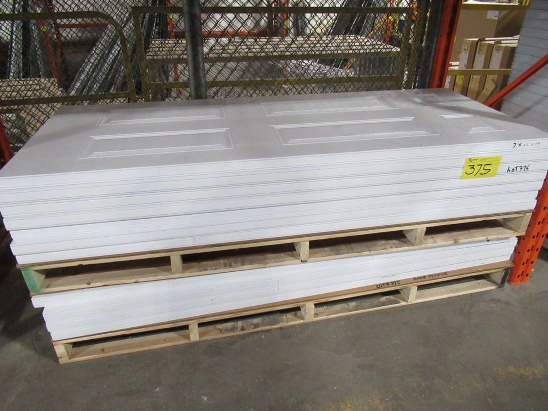 11PCS ASST. 7-32" X 79" APPROX, 4-36" X 79" APPROX, WHITE 6 PANEL ENTRY DOORS, 2 SKID