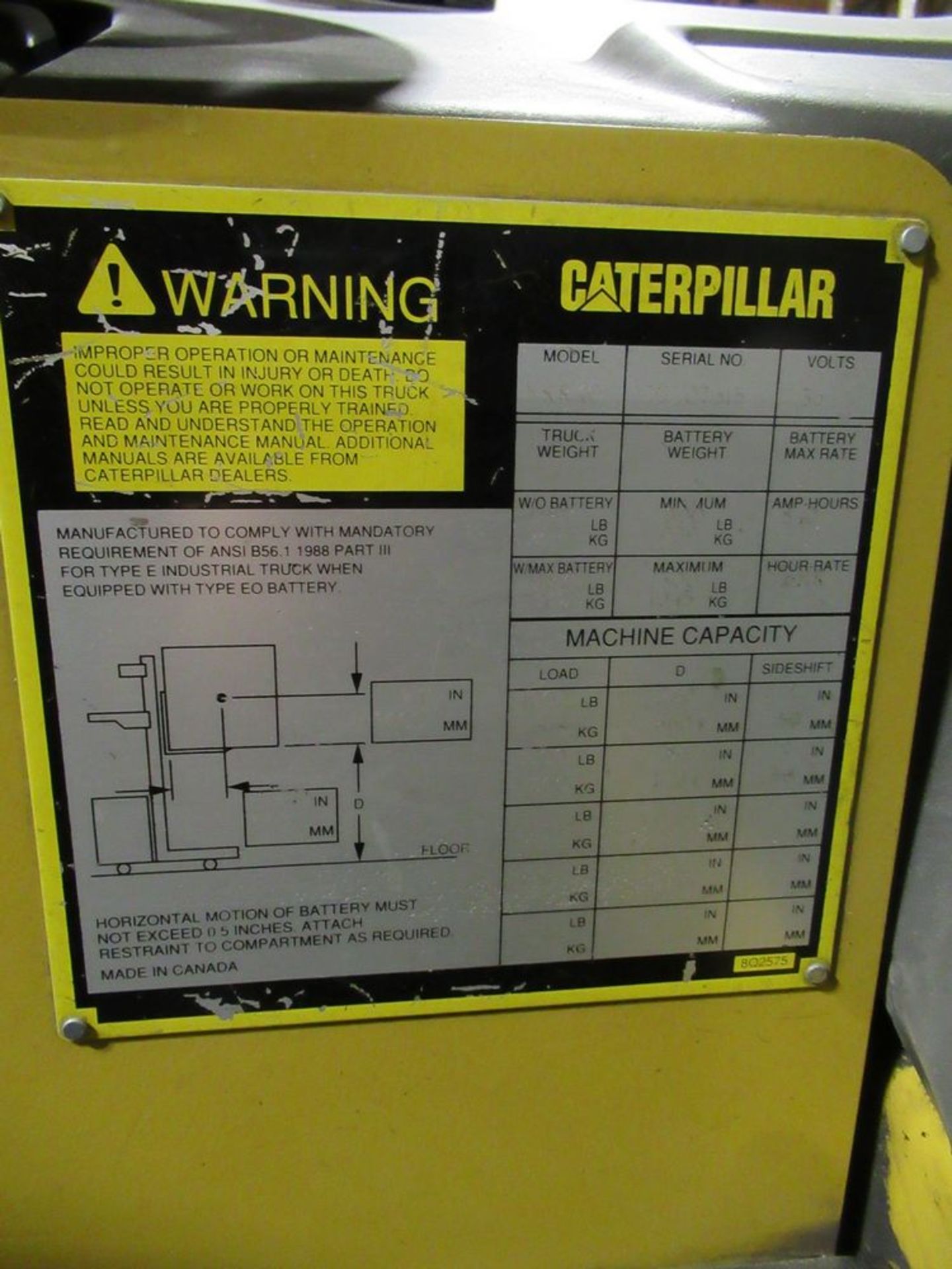 2000 CATERPILLAR NRR40 ELECTRIC REACH TRUCK, 3,300LB CAP., 2-STAGE, SIDE SHIFT, FERRO FIVE 1FR18L- - Image 6 of 8