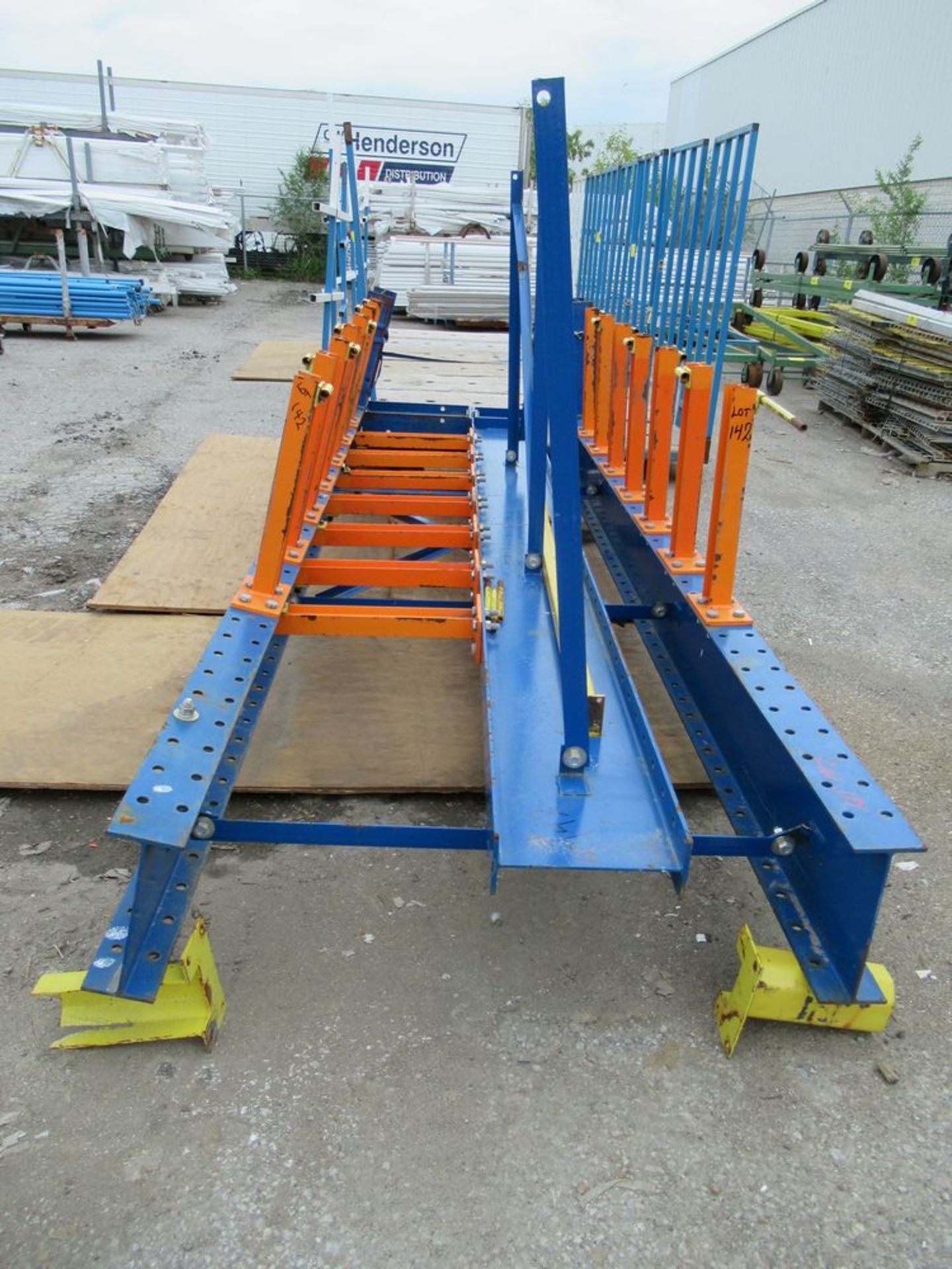 BLUE & ORANGE 9'W X 14'H 2-SECTION 7-TIER CANTILEVER RACK (IN YARD) - Image 2 of 4