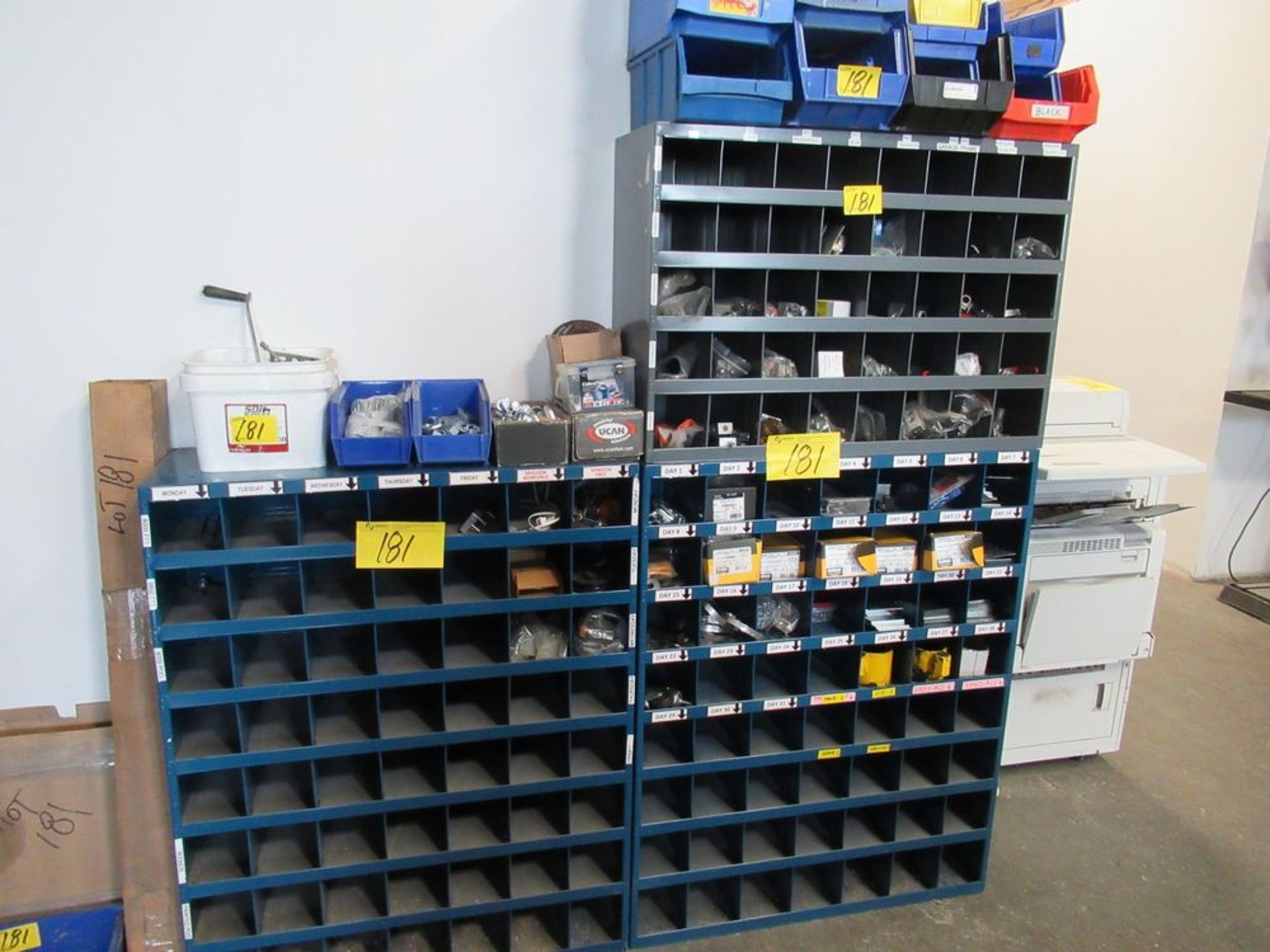 LOT ASST. BLUE PARTS BINS, W/ CONTENTS, BOLTS, NUTS, FASTENERS, ETC. - Image 2 of 3