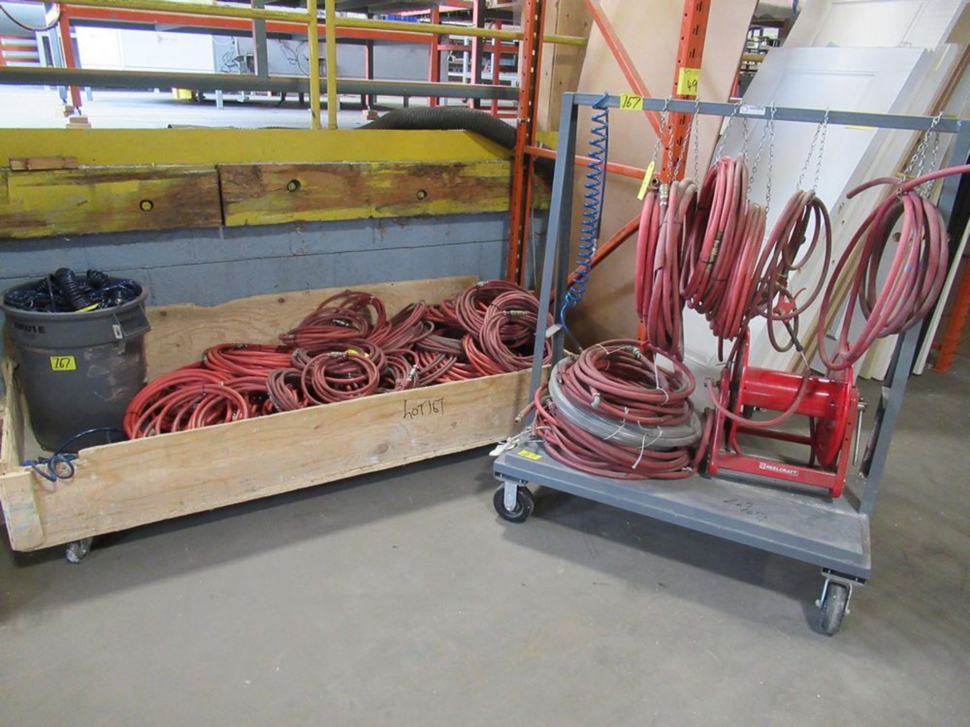 LOT ASST. AIR HOSE, ETC. W/ PORTABLE CART & RACK - Image 2 of 3