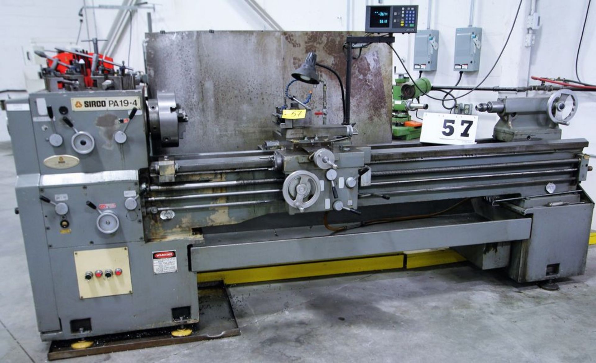 SIRCO PA 19-4, ENGINE LATHE, 19" X 80" C.C., 4" SPINDLE BORE, STEADY, FALLOWER, CHUCKS, ACU-RITE, - Image 2 of 13