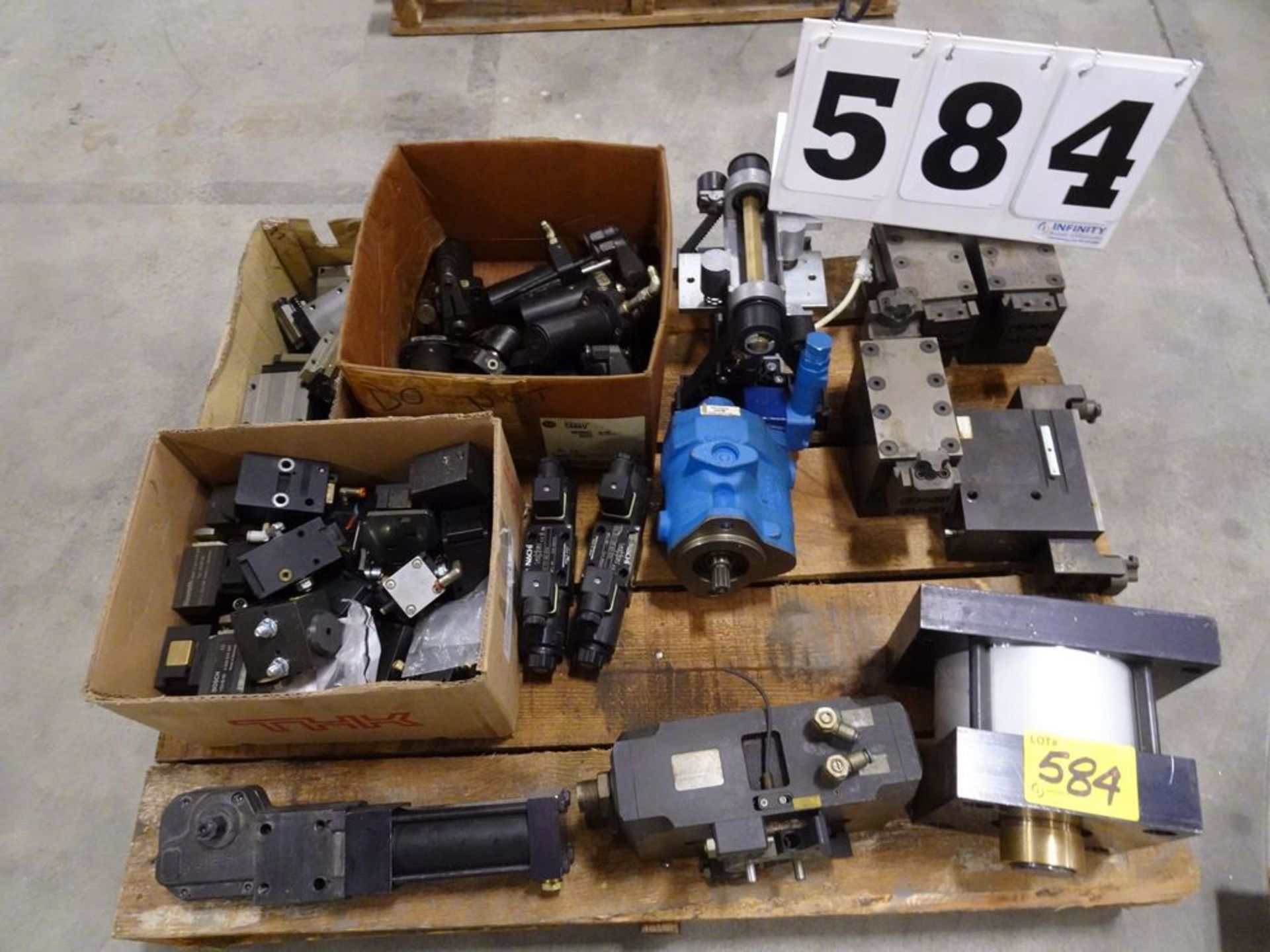 ASSORTED PRODUCT, CYLINDERS, VALVES, DRIVES, ETC.