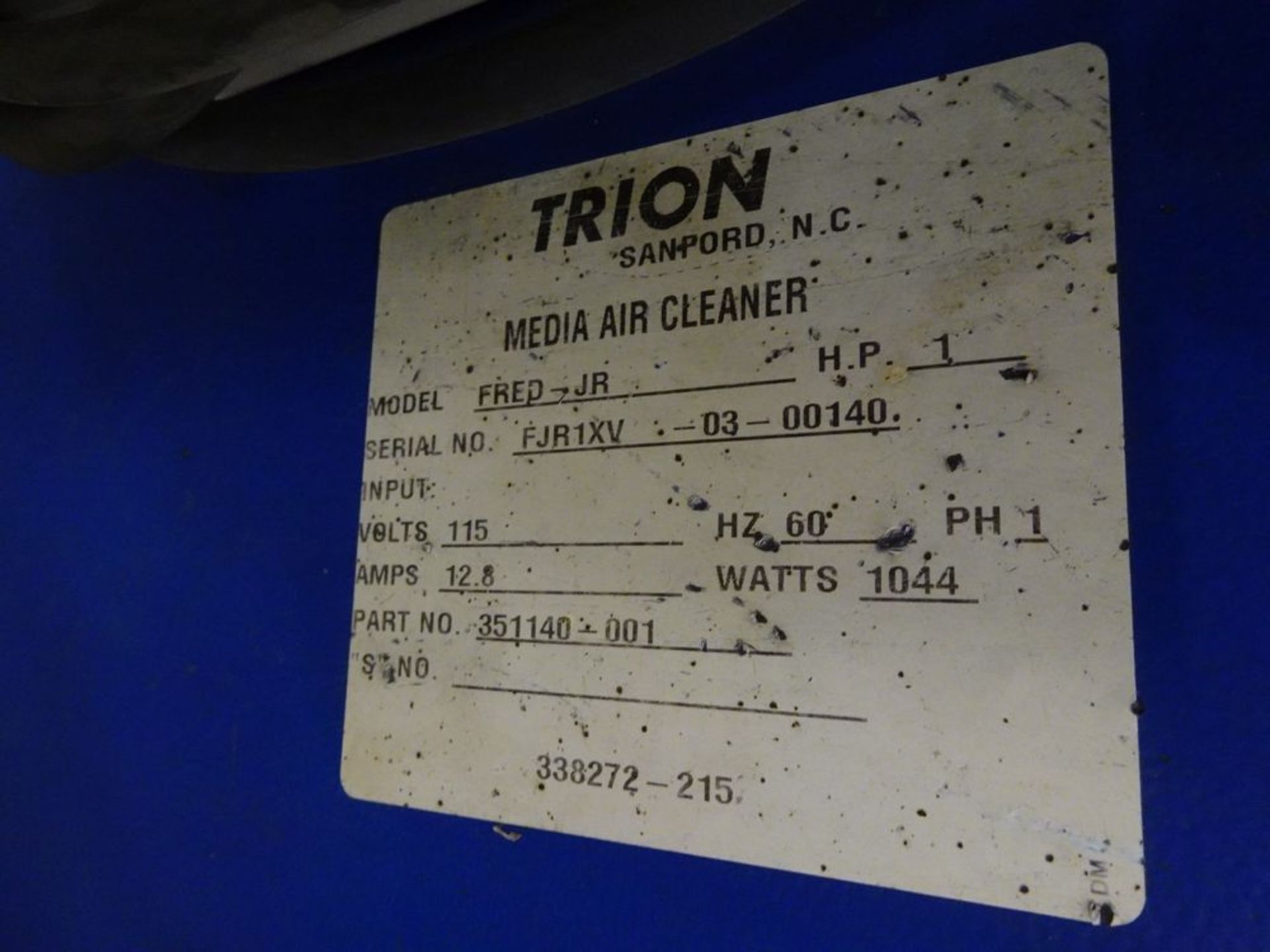 GRION MODEL FRED-JR MEDIA AIR CLEANER, S/N 00140 - Image 2 of 2