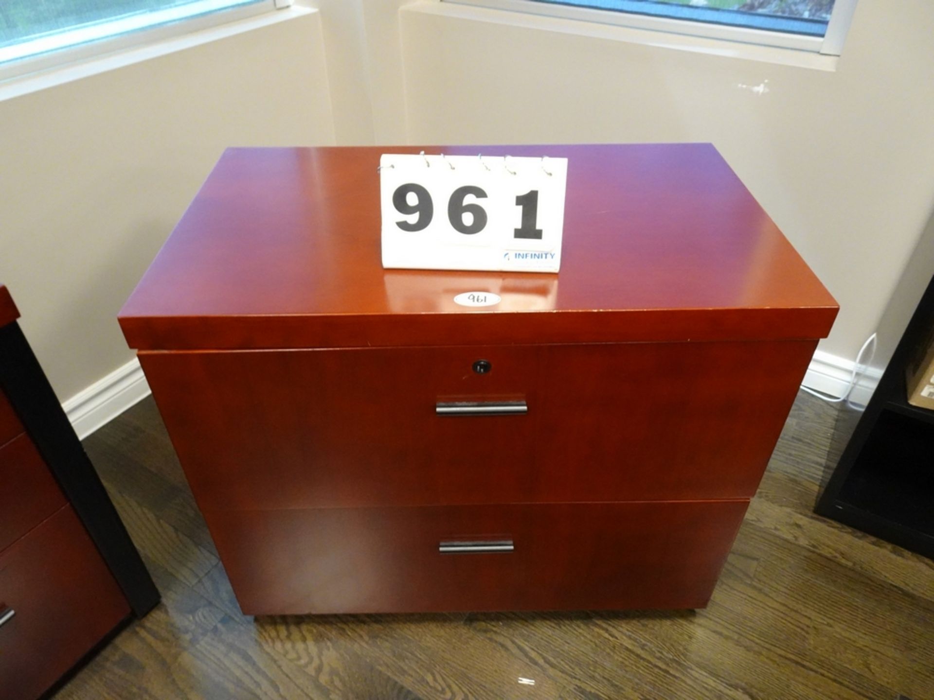 PRESIDENT OFFICE SUITE CONSISTING OF U SHAPED DESK, W/STORAGE, 2 DRAWER LATERAL FILING CABINET, - Image 4 of 8