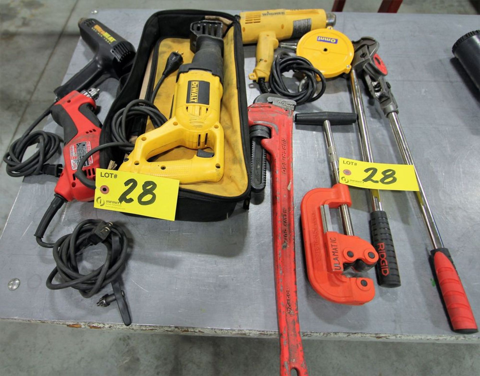 DEWALT DW304P SAWZALL, HEAT GUNS, PIPE WRENCH, BALANCER, TUBE BENDER, PIPE CUTTER