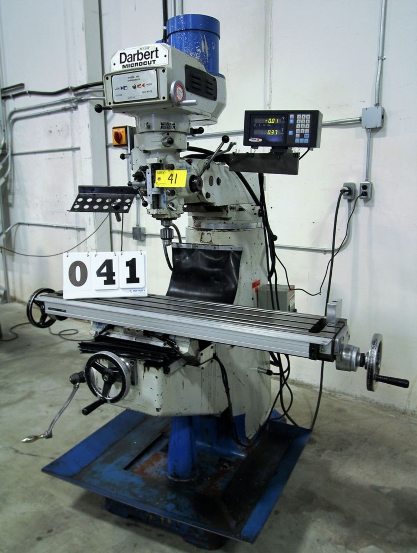 DARBERT MICROCUT 2V VERTICAL MILLING MACHINE, 3HP, FAGOR 2-AXIS DRO, S/N 971102