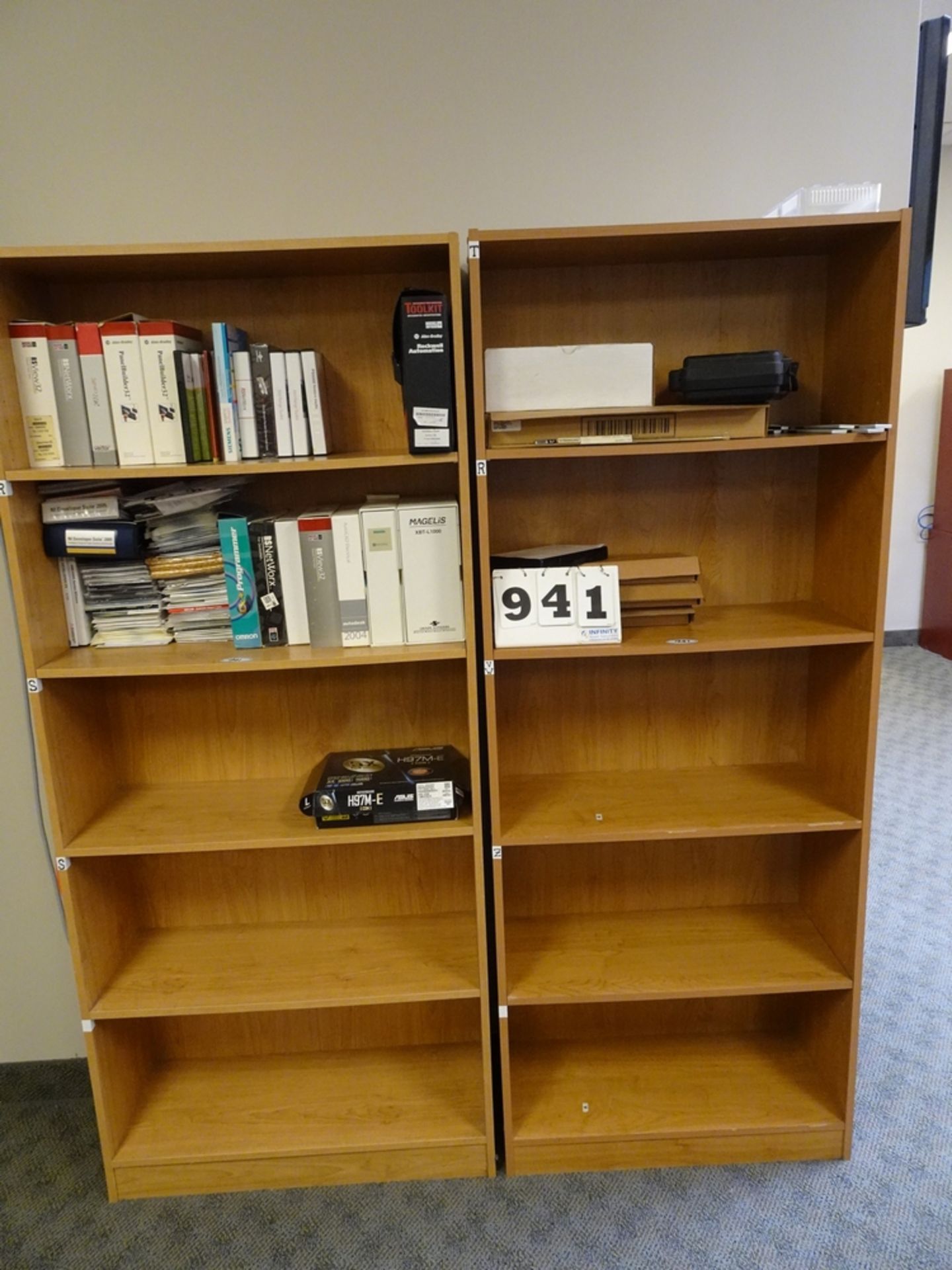 LOT OF (2) BOOKSHELVES W/ ASST. CONTENTS