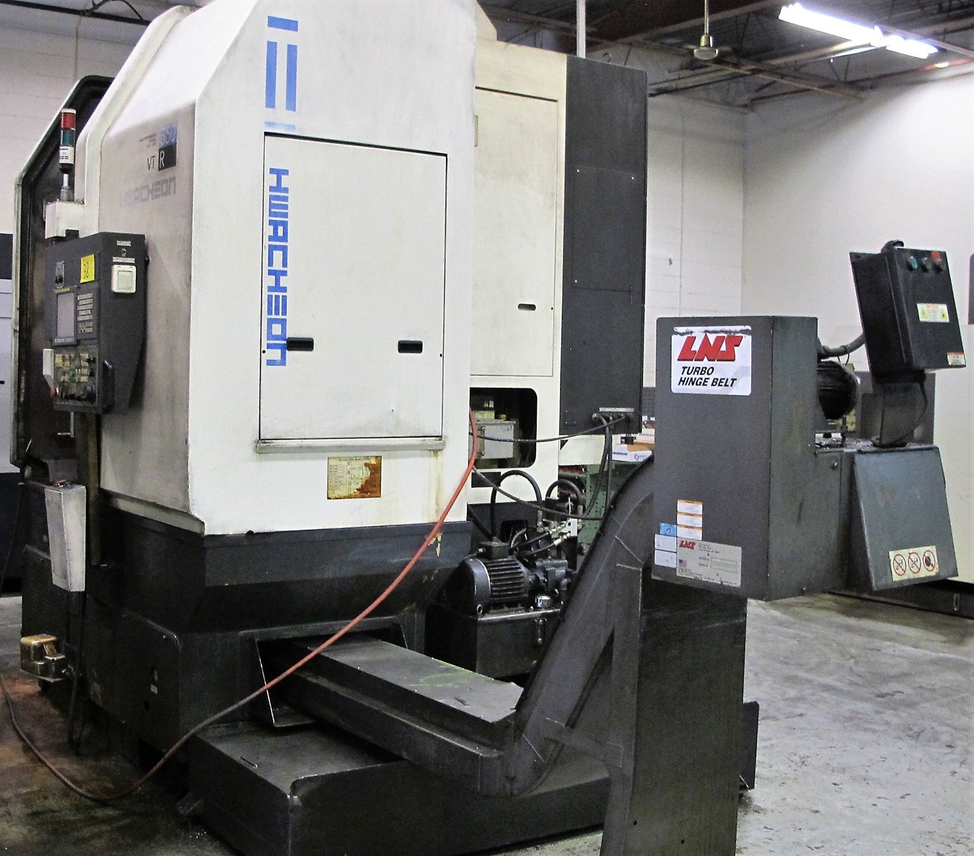 2009 HWACHEON VT-550 R CNC Vertical Turning Center with Fanuc Series Oi-TC CNC Control, 15” Chuck, - Image 9 of 11