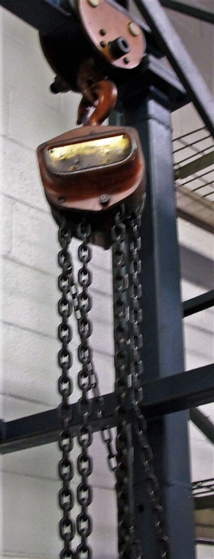 1-1/2 TON CAPACITY CHAIN HOIST W/ 9' WIDE PRTABLE GANTRY, 12' TALL - Image 2 of 2