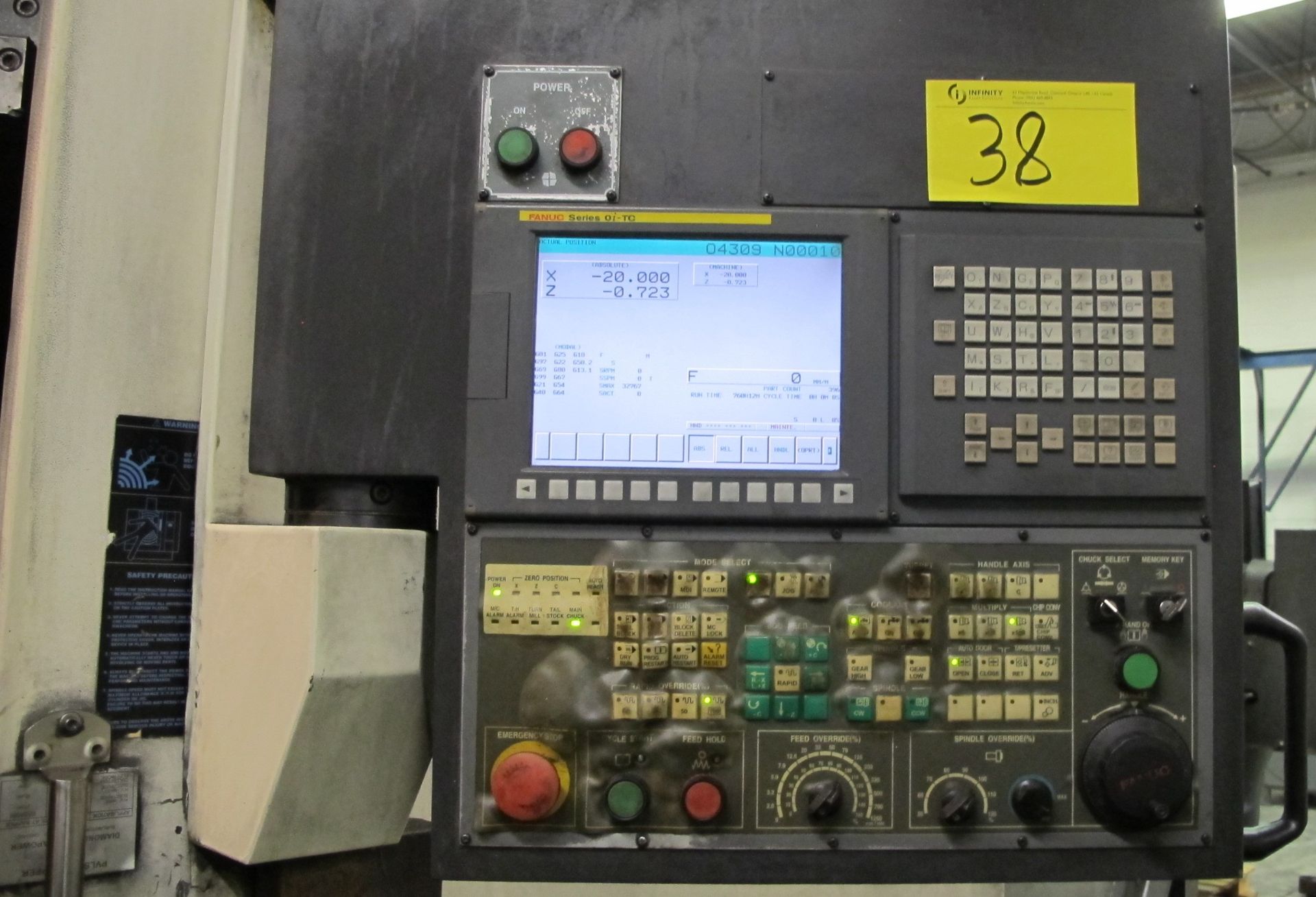 2009 HWACHEON VT-550 R CNC Vertical Turning Center with Fanuc Series Oi-TC CNC Control, 15” Chuck, - Image 10 of 11