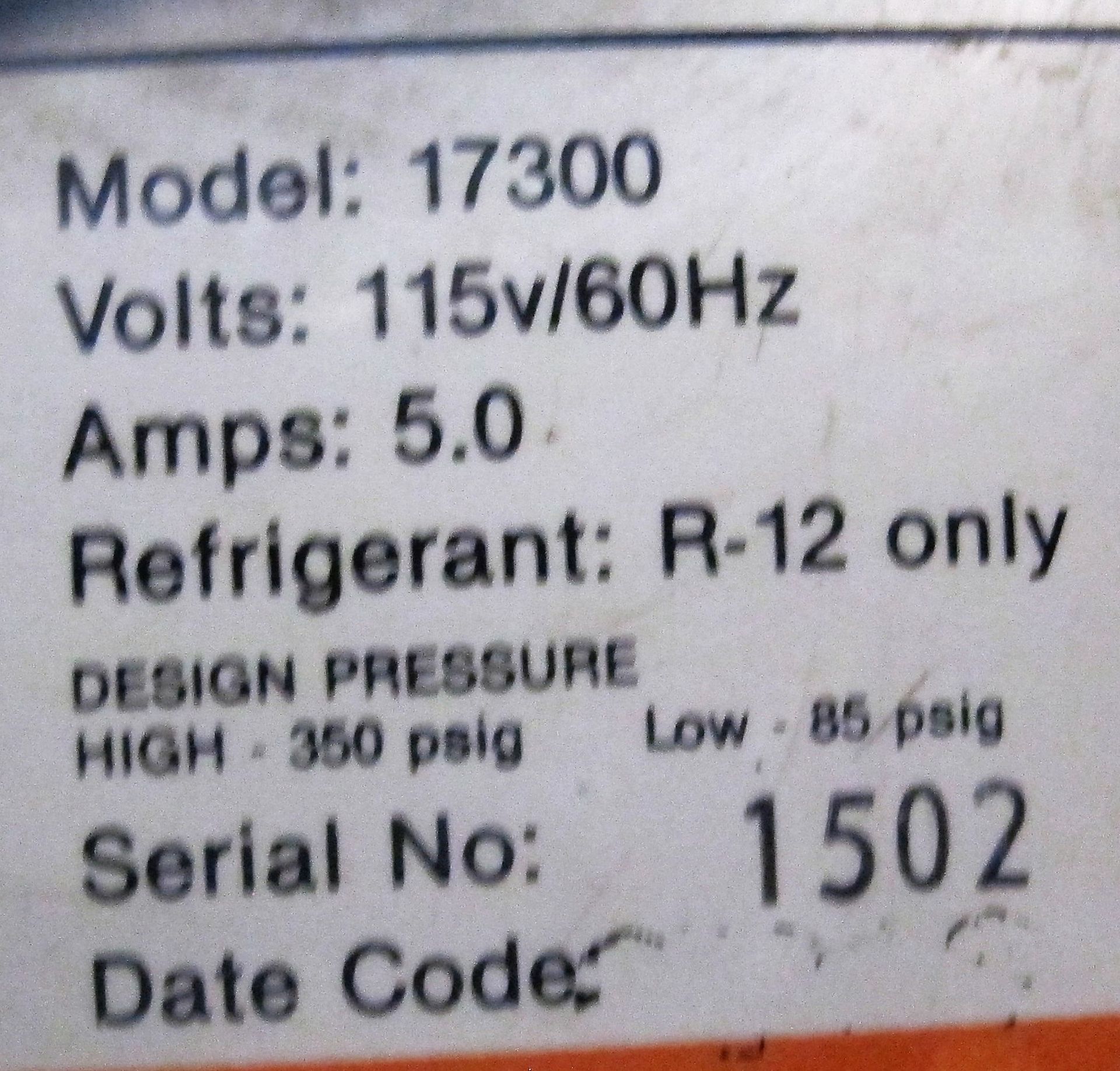 ROBINAIR REFRIGERANT RECOVERY & RECYCLING SYSTEM, MODEL 17300 - Image 2 of 2