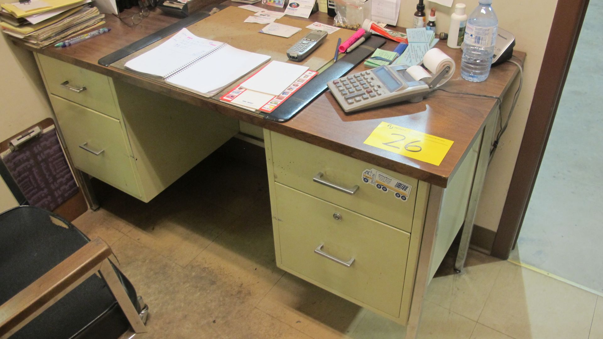 LOT EMPLOYEE LOCKERS, TABLE, CHAIRS, DESK, CABINET, 2 DOOR METAL CABINET, ETC. (FURNITURE ONLY) - Image 3 of 4