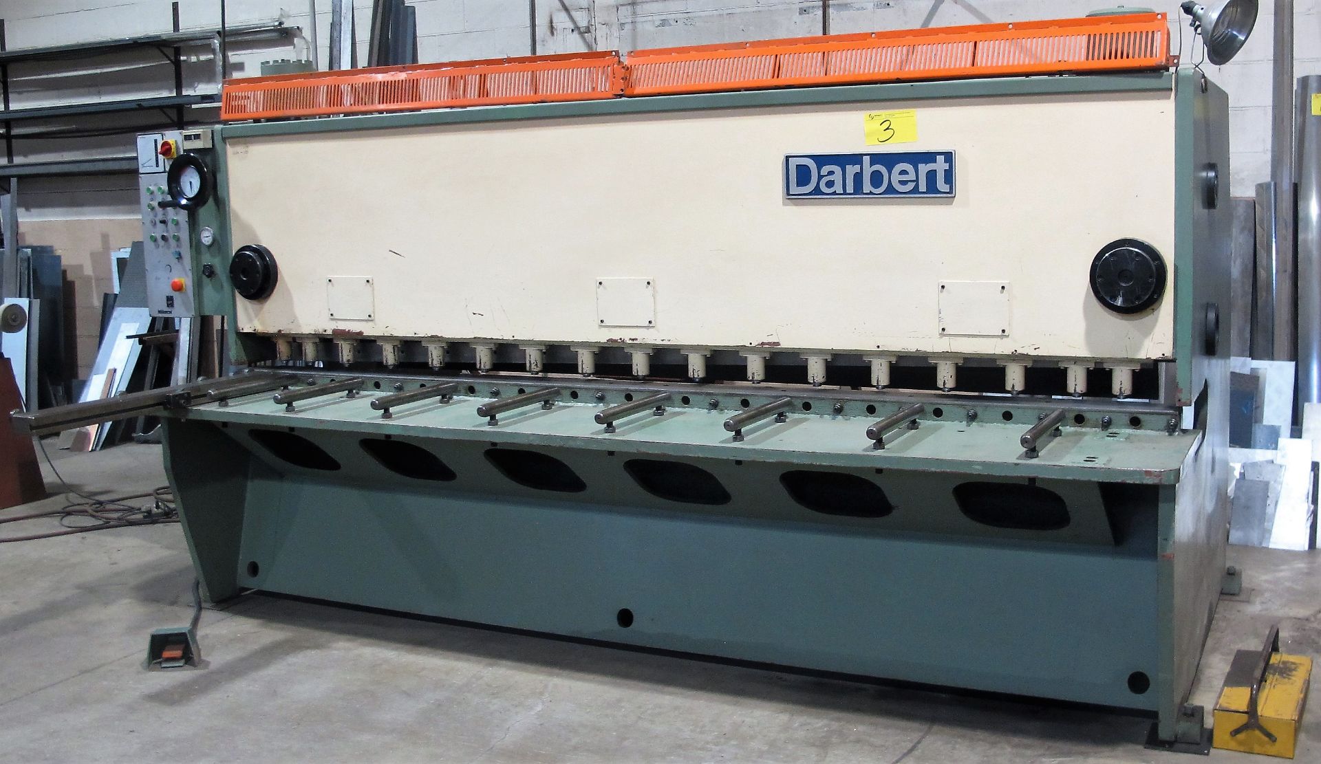 DARBERT MVCS 3100/6,35 HYDRAULIC SHEAR, 10' X 1/4" CAP., 14" GAP, S/N 8810052, BACK GAUGE