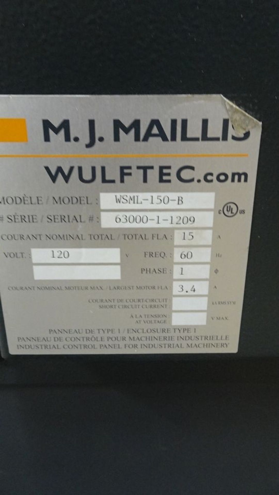 WULFTEC MJ MALLIS SMART AUTO PALLET WRAPPING MACHINE MODEL WSML-150-B, S/N 63000-1-1209 C/W - Image 4 of 6