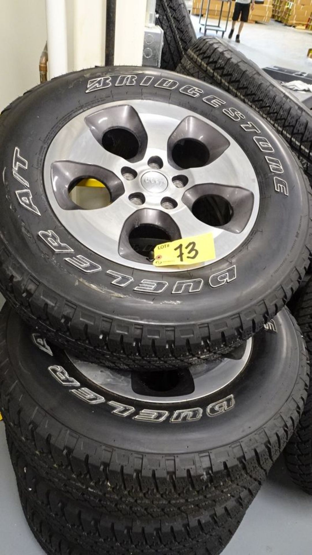 JEEP WRANGLER WHEELS W/ BRIDGESTONE P225/70R18 TIRES C/W 5-HOLE RIMS, 5X5 BOLT PATTERN FITS JEEP,