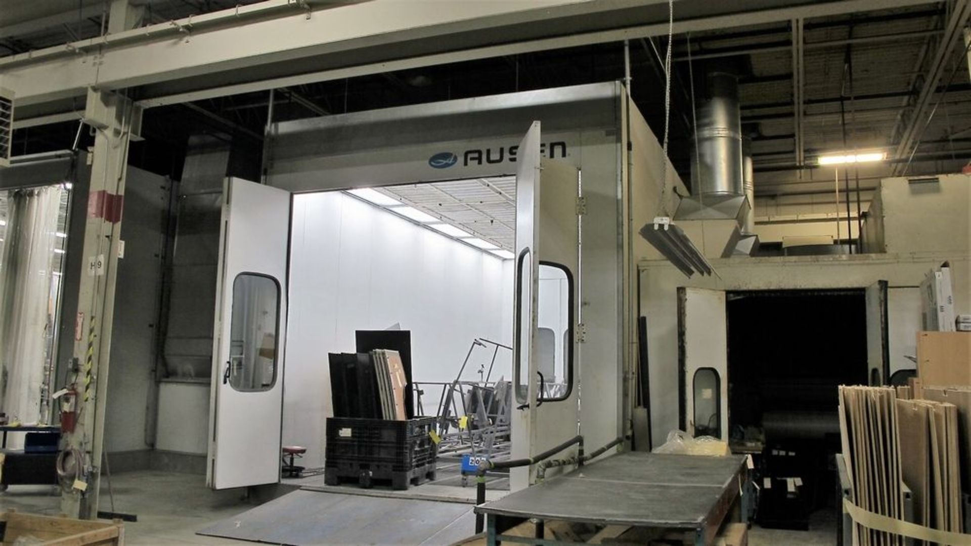 AUSEN 30' X 34' (1) SECTION DOWNDRAFT PAINT BOOTH, ENGINEERED CONTROLS, SOLUTIONS DIGITAL CONTROL (