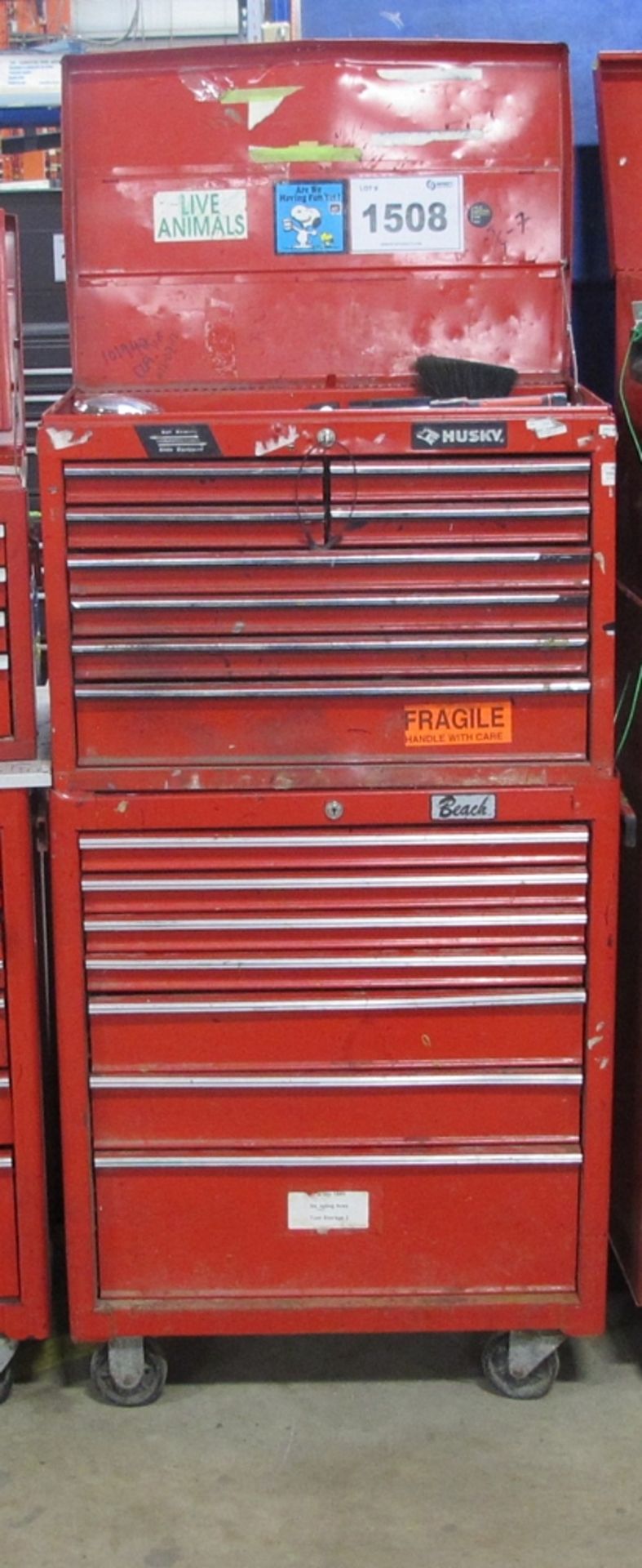 LOT OF 2 HUSKY/BEACH TOOL BOXES, 15 DRAWERS W/TOOLS (100 SHIRLEY AVE KITCHENER)