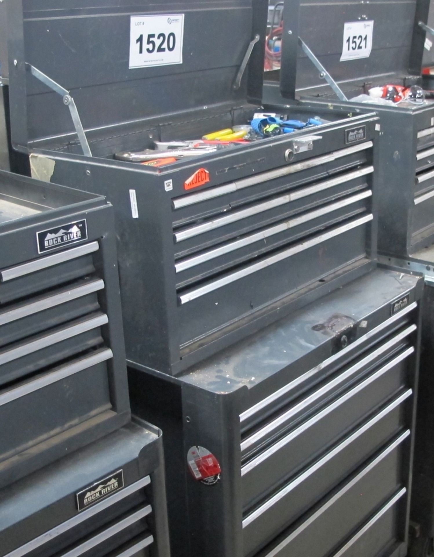 LOT OF 2 ROCK RIVER TOOL BOXES, 12 DRAWERS W/TOOLS (100 SHIRLEY AVE KITCHENER)