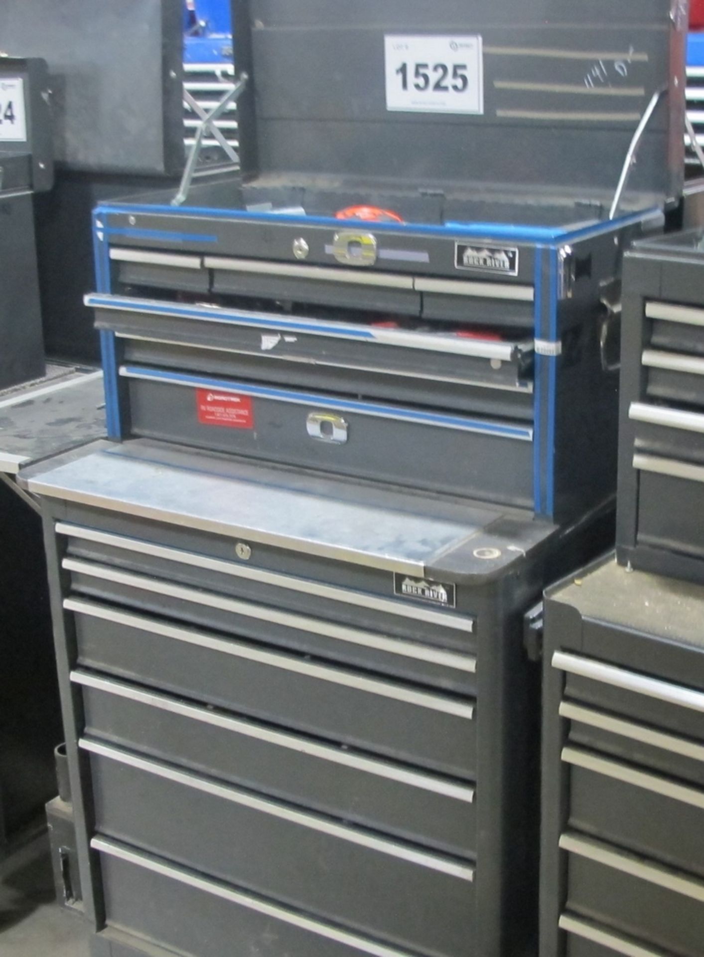 LOT OF 2 ROCK RIVER TOOL BOXES, 13 DRAWERS W/TOOLS (100 SHIRLEY AVE KITCHENER)