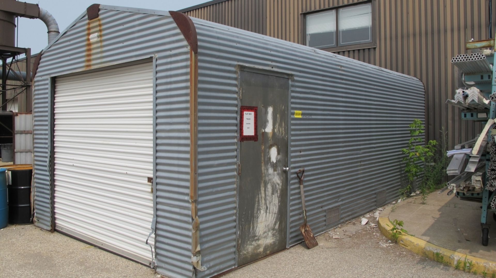 LOT OF 12' X 24' GALVENIZED SHED W/ROLLING GARGE DOOR (100 SHIRLEY AVE KITCHENER)