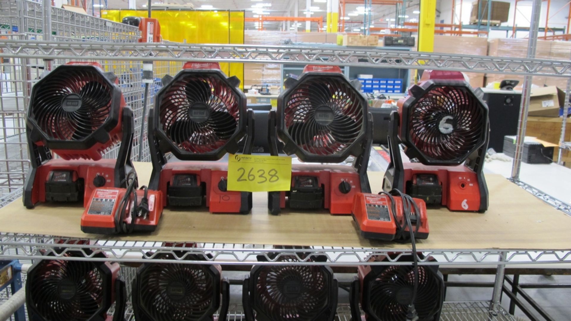 LOT OF 4 MILWAUKEE M18 PORTABLE FANS W/BATTERIES AND CHARGER (400 SOUTH GATE DRIVE GUELPH)