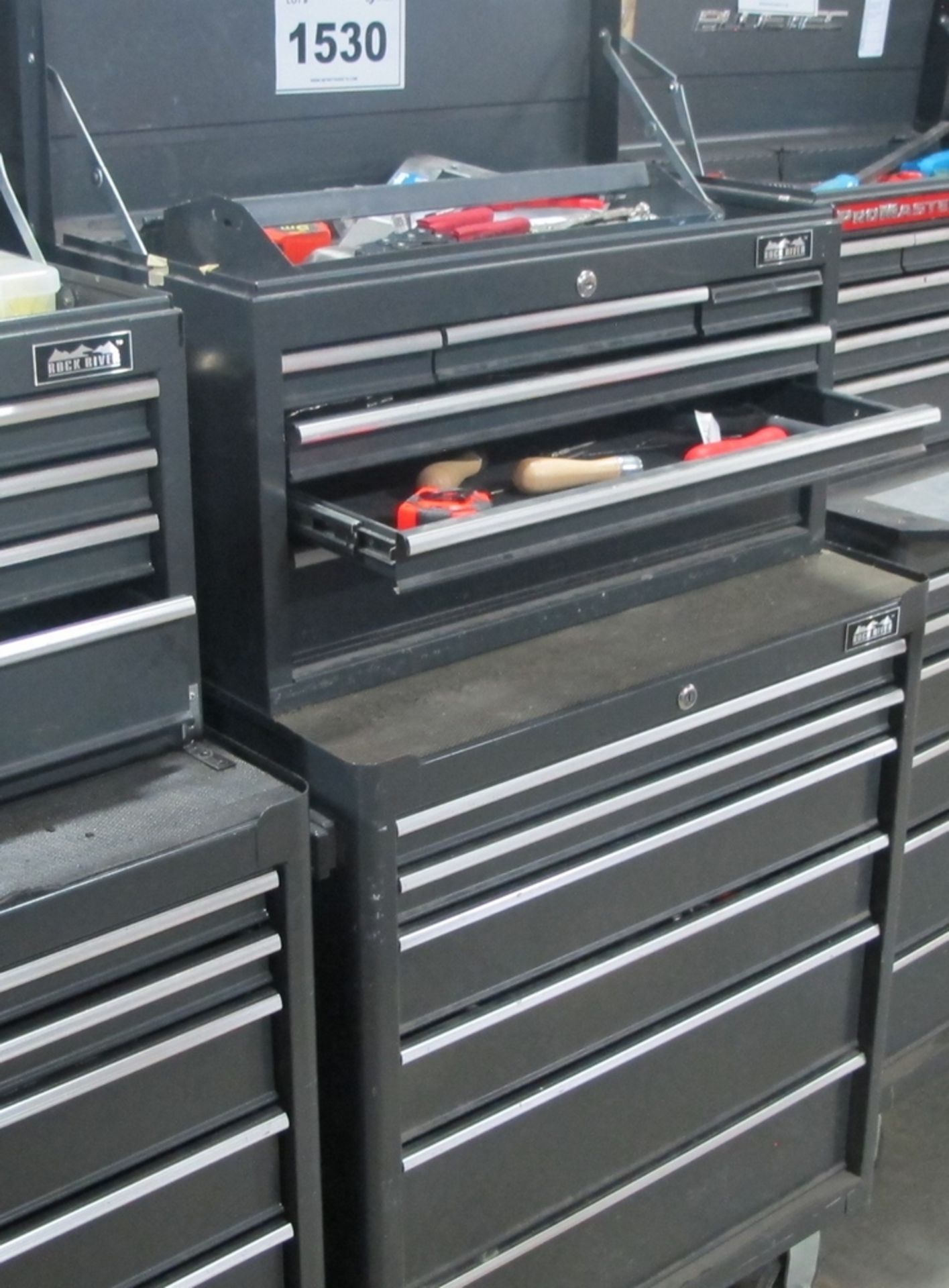 LOT OF 2 ROCK RIVER TOOL BOXES, 12 DRAWERS W/TOOLS (100 SHIRLEY AVE KITCHENER)