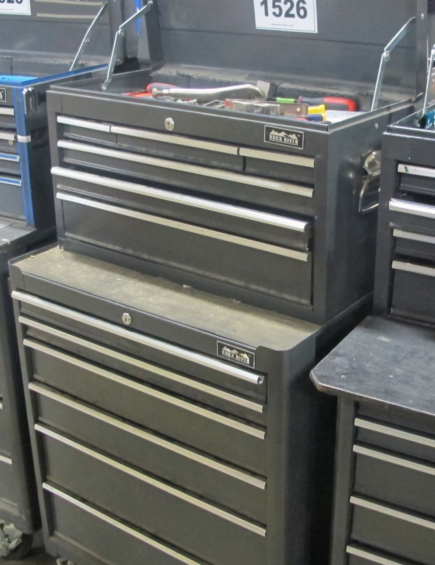 LOT OF 2 ROCK RIVER TOOL BOXES, 12 DRAWERS W/TOOLS (100 SHIRLEY AVE KITCHENER)