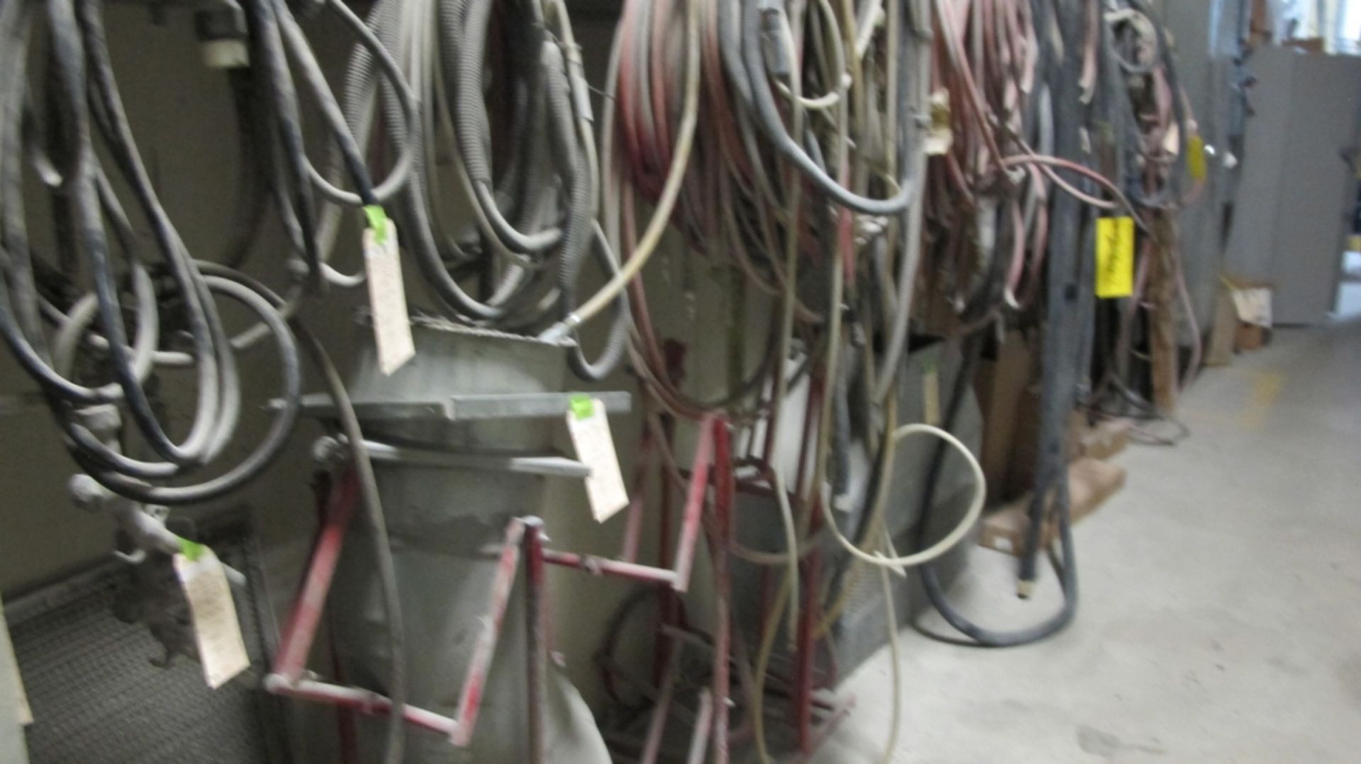 LOT OF 2 DOOR METAL CABINET W/PARTS AND HANGING HOSES ALONG WALL (100 SHIRLEY AVE KITCHENER) - Image 3 of 3