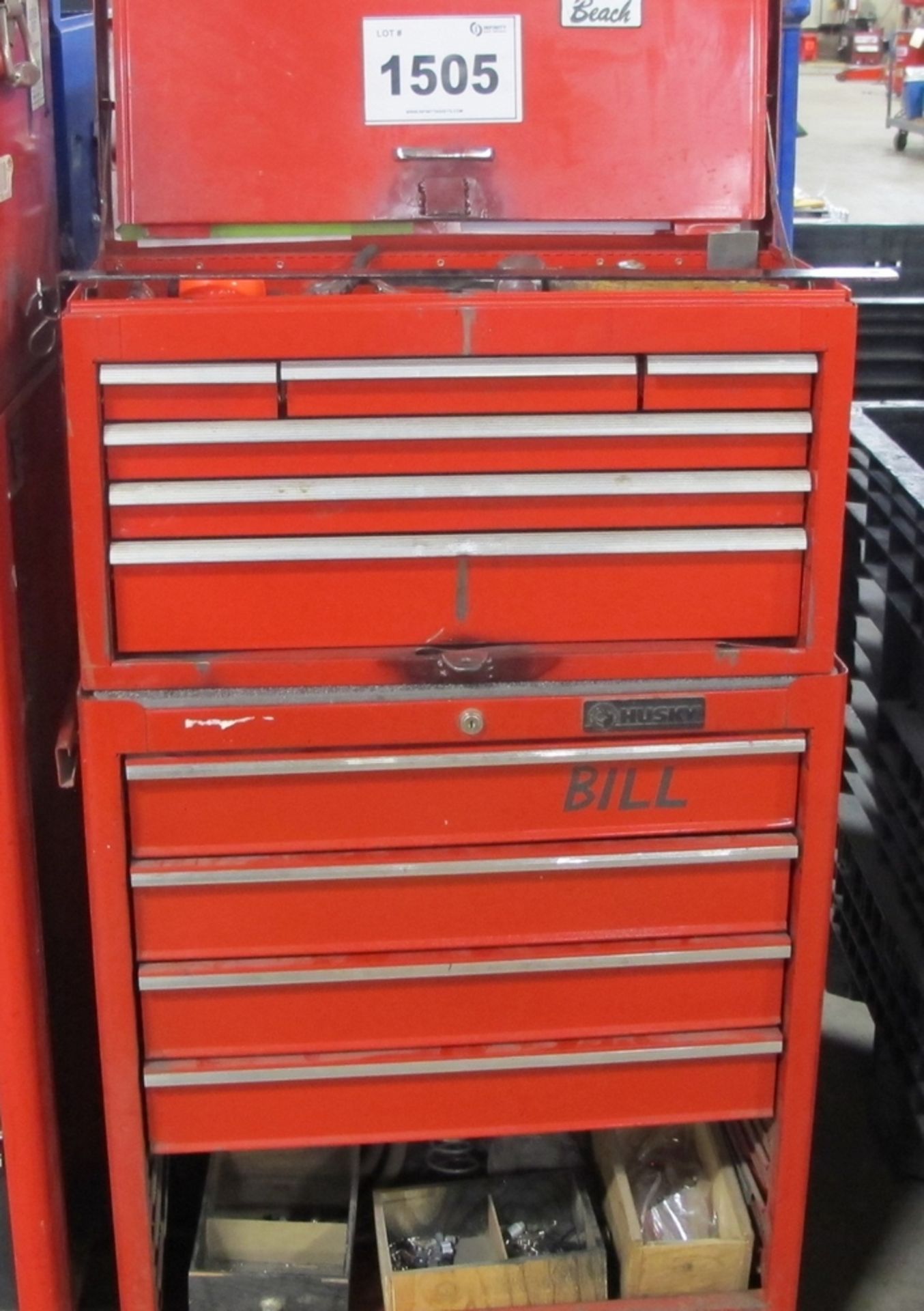 LOT OF 2 HUSKY/BEACH TOOL BOXES, 10 DRAWERS W/TOOLS (100 SHIRLEY AVE KITCHENER)