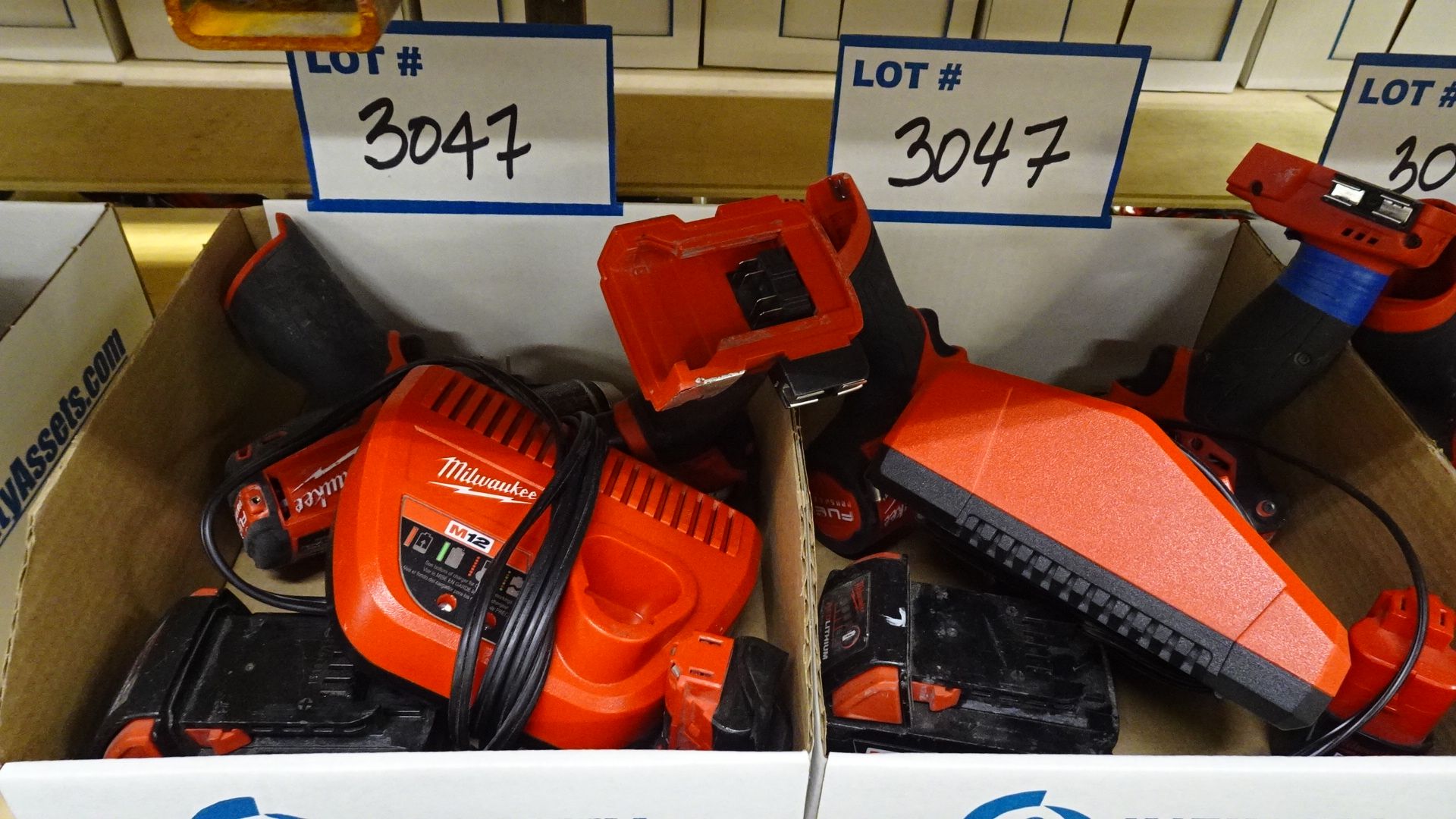 LOT ASST. MILWAUKEE 12V & 18V POWER TOOLS W/ BATTERIES AND CHARGERS (4 BOXES) (REUTER) - Image 3 of 3