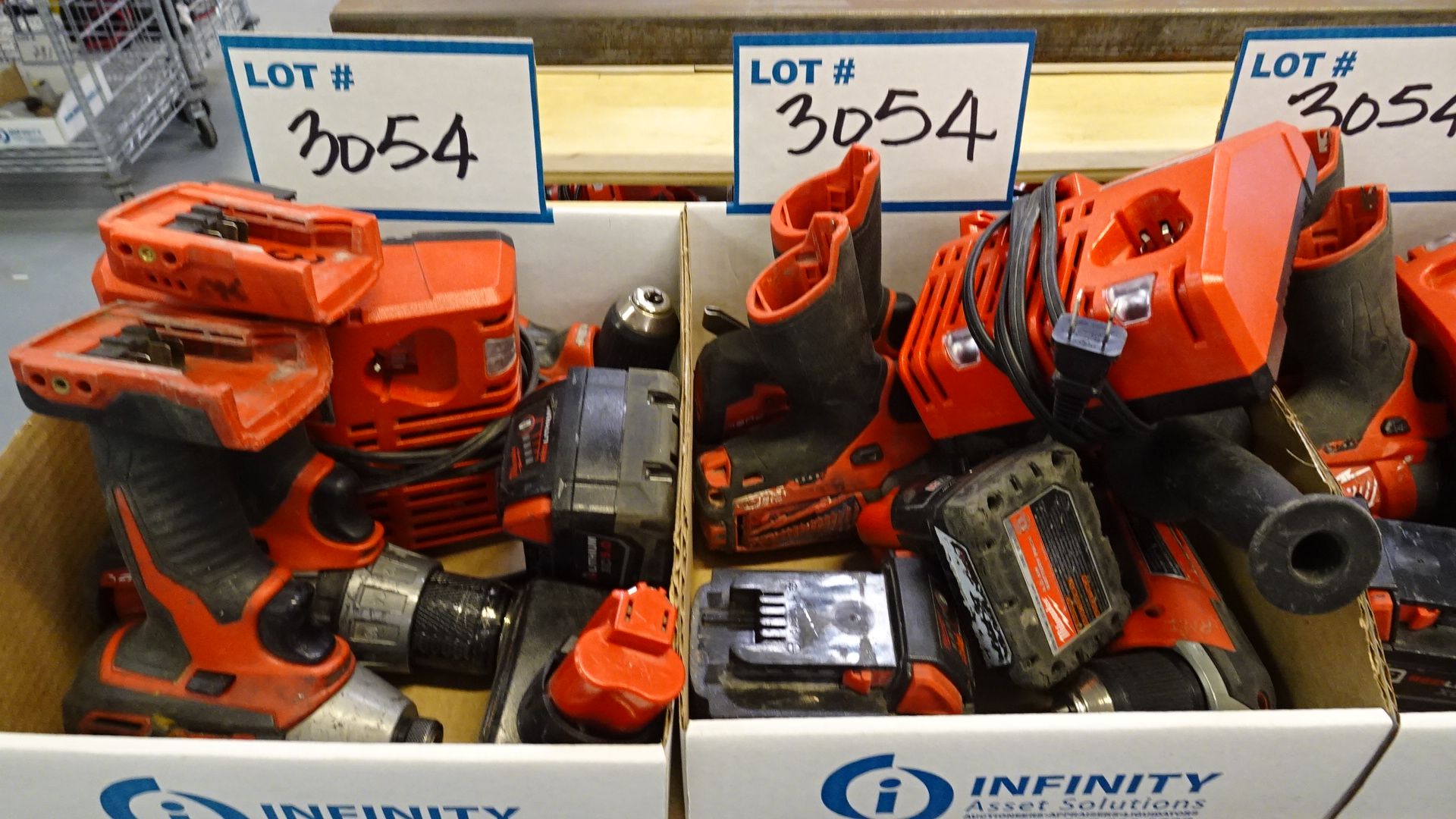 LOT ASST. MILWAUKEE 12V & 18V POWER TOOLS W/ BATTERIES AND CHARGERS (4 BOXES) (REUTER) - Image 2 of 3