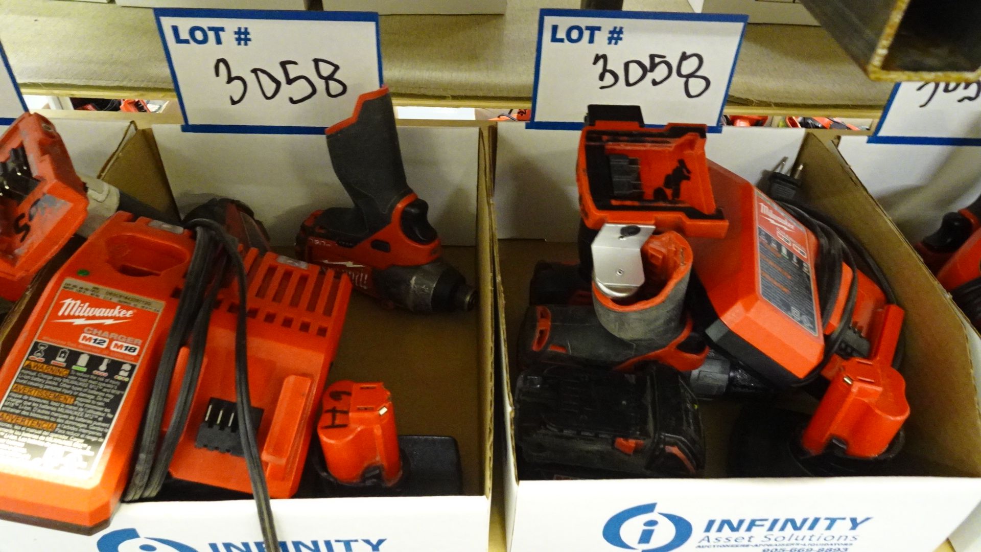 LOT ASST. MILWAUKEE 12V & 18V POWER TOOLS W/ BATTERIES AND CHARGERS (4 BOXES) (REUTER) - Image 3 of 3