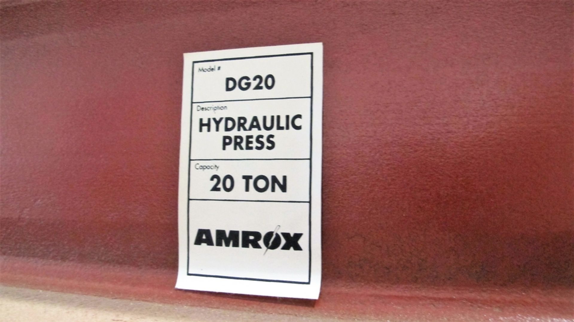 AMROX DG20 HYDRAULIC PRESS FRAME, 20 TON CAP. (FRAME ONLY) - Image 3 of 3